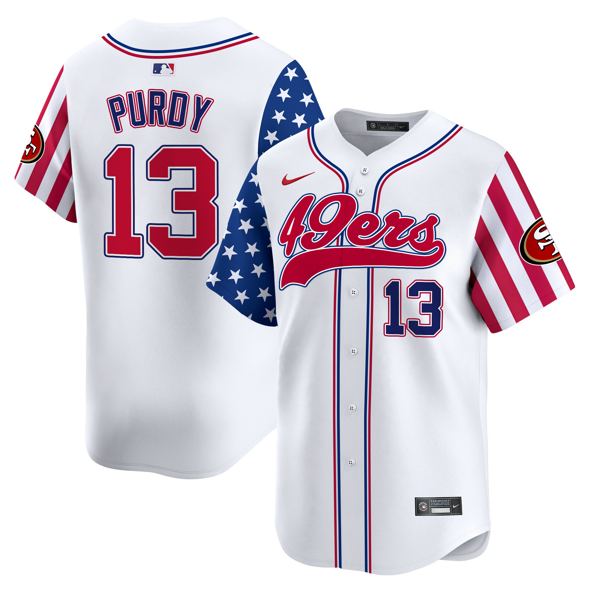 49ers White 2024 Independence Day Vapor Premier Limited Jersey - All Stitched