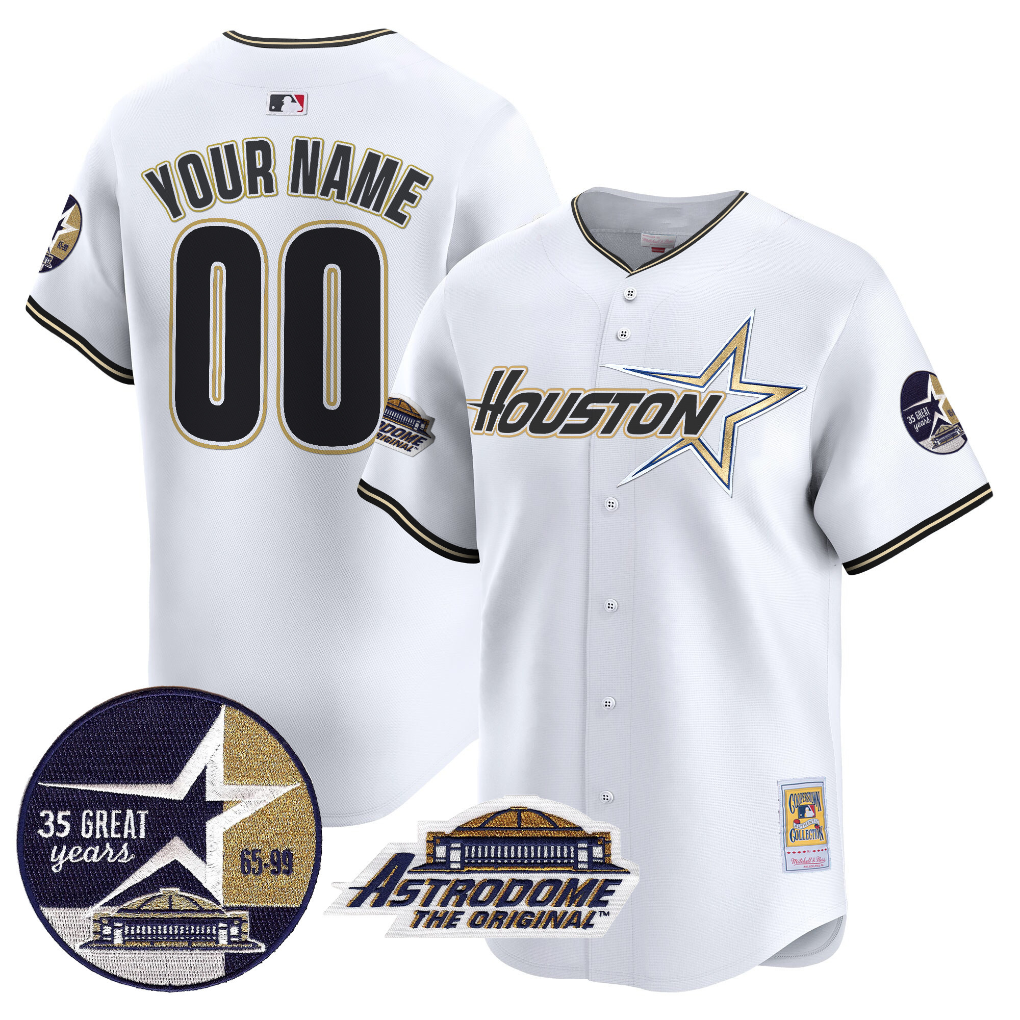 Astros 1999 Throwback 35th & Astrodome Patch Vapor Premier Limited Custom Jersey V2 - All Stitched