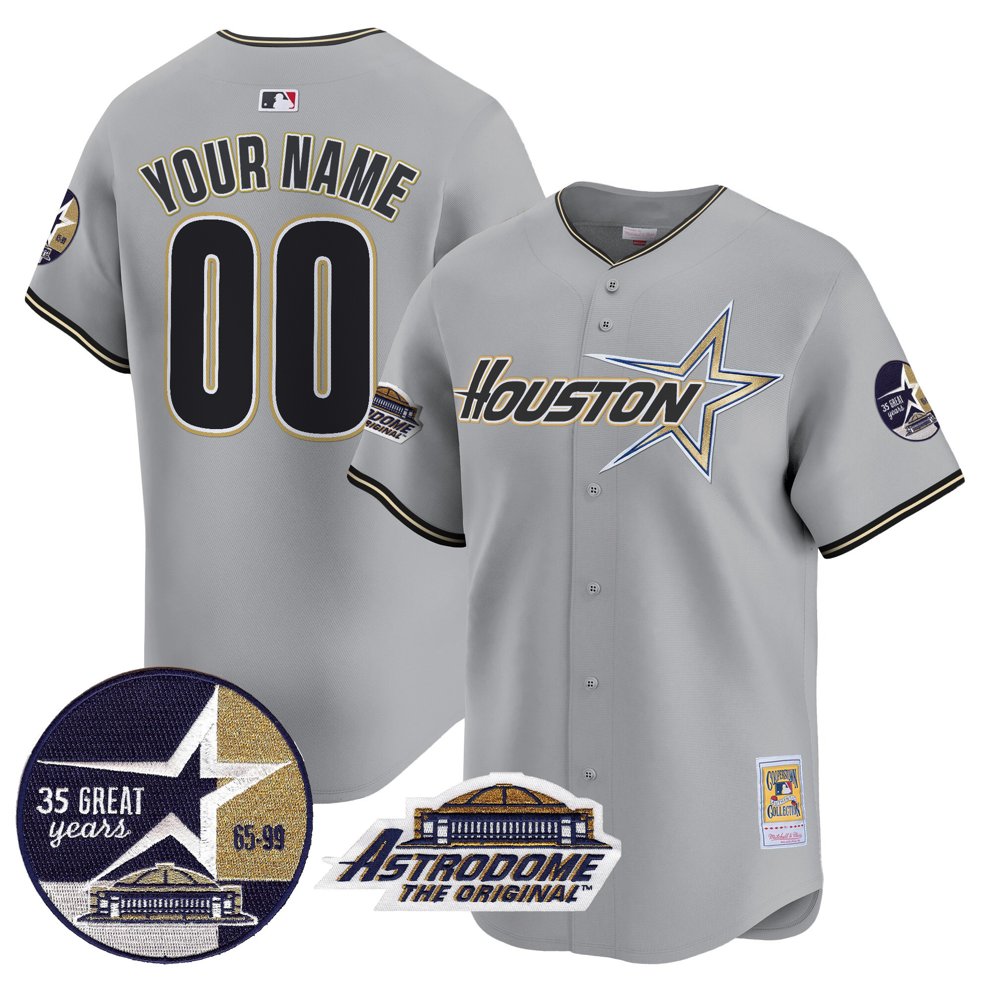 Astros 1999 Throwback 35th & Astrodome Patch Vapor Premier Limited Custom Jersey V2 - All Stitched
