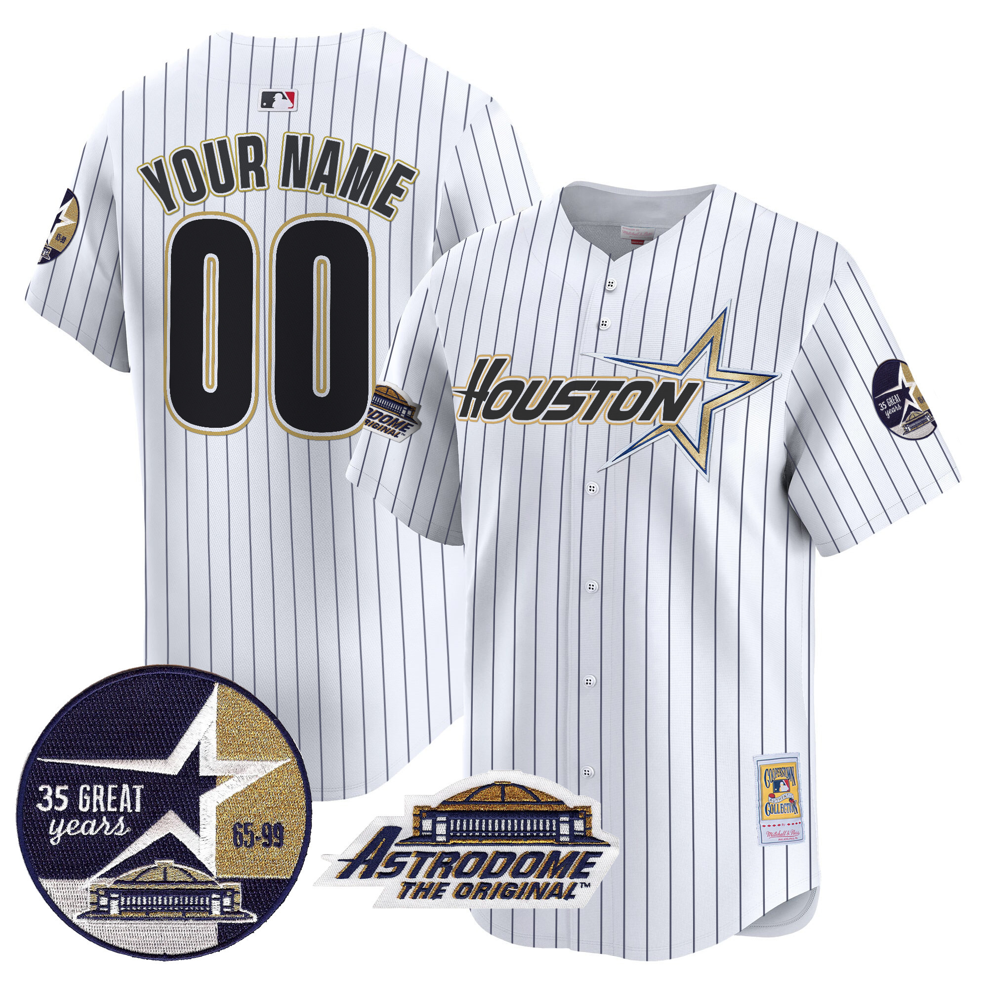Astros 1999 Throwback 35th & Astrodome Patch Vapor Premier Limited Custom Jersey V2 - All Stitched