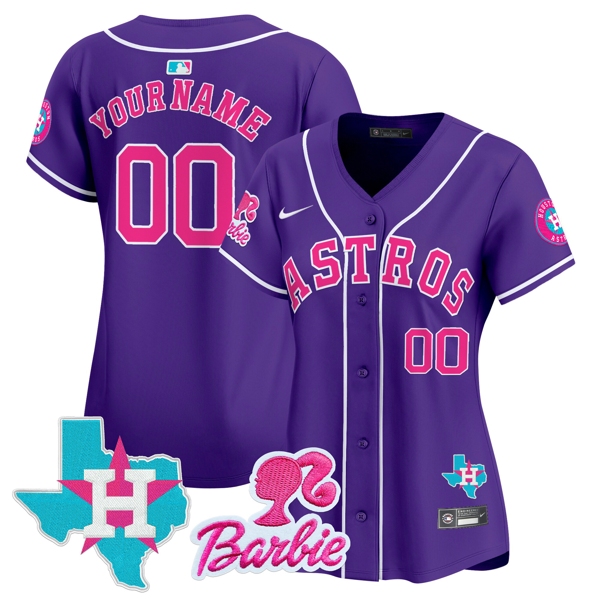 Astros Barbie Patch Vapor Premier Limited Custom Jersey - All Stitched