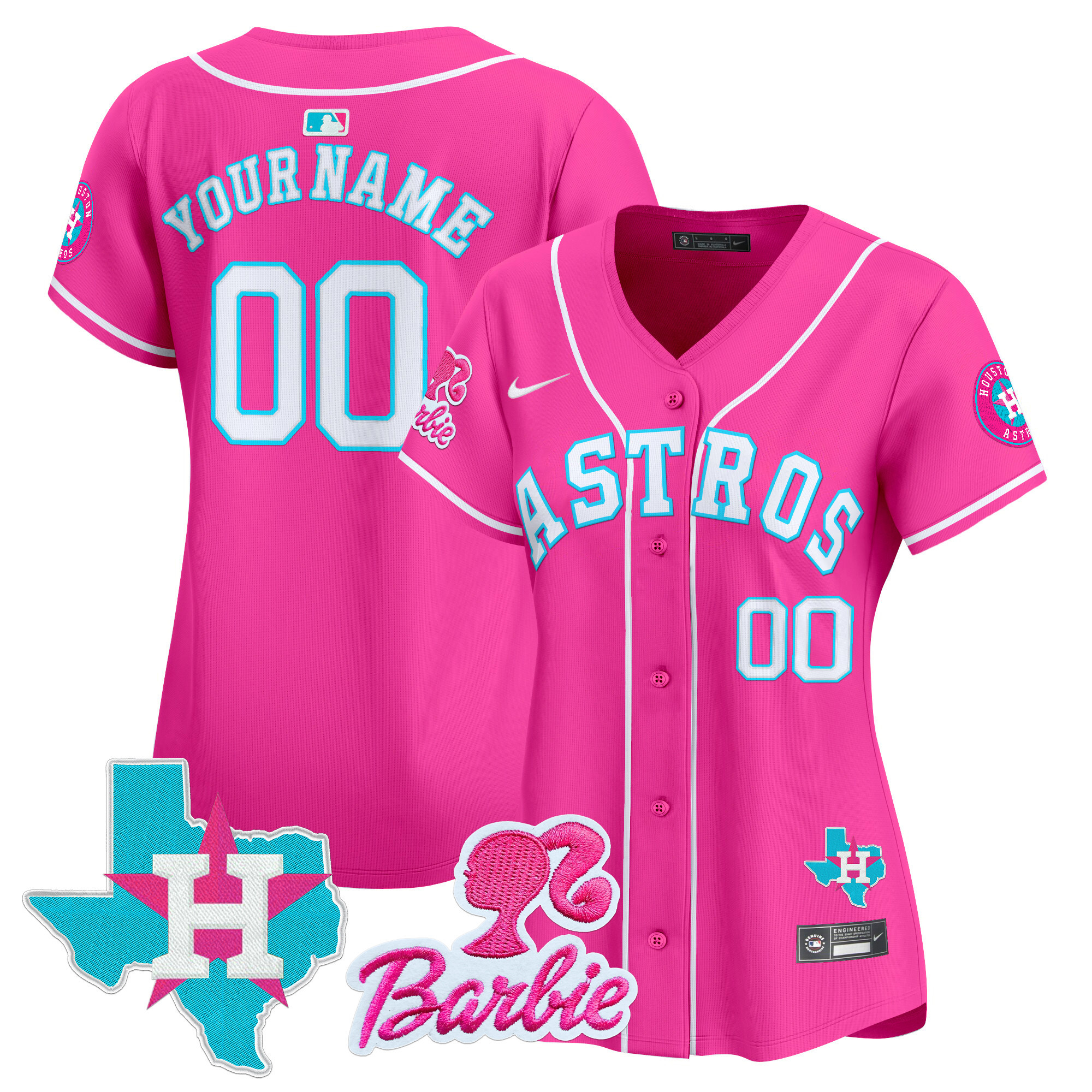 Astros Barbie Patch Vapor Premier Limited Custom Jersey - All Stitched