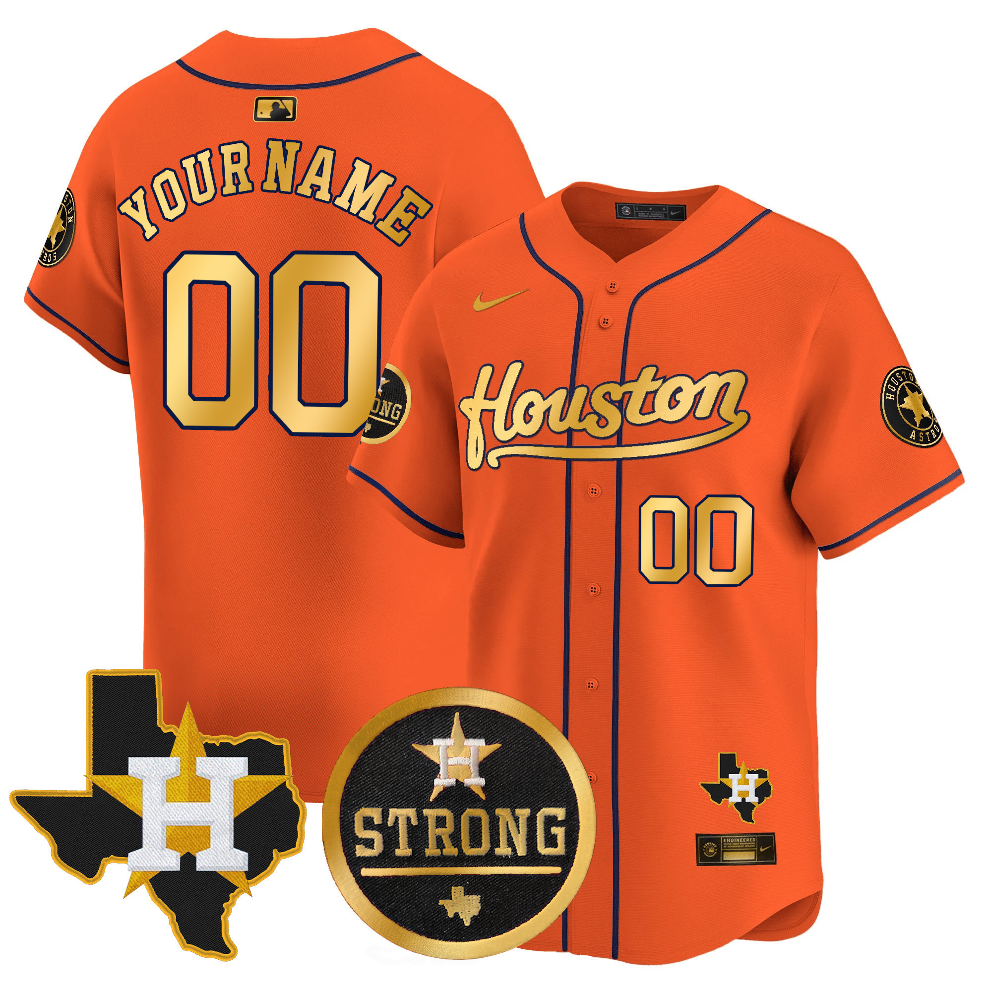 Astros "Houston Strong" Patch Vapor Premier Limited Custom Jersey - All Stitched