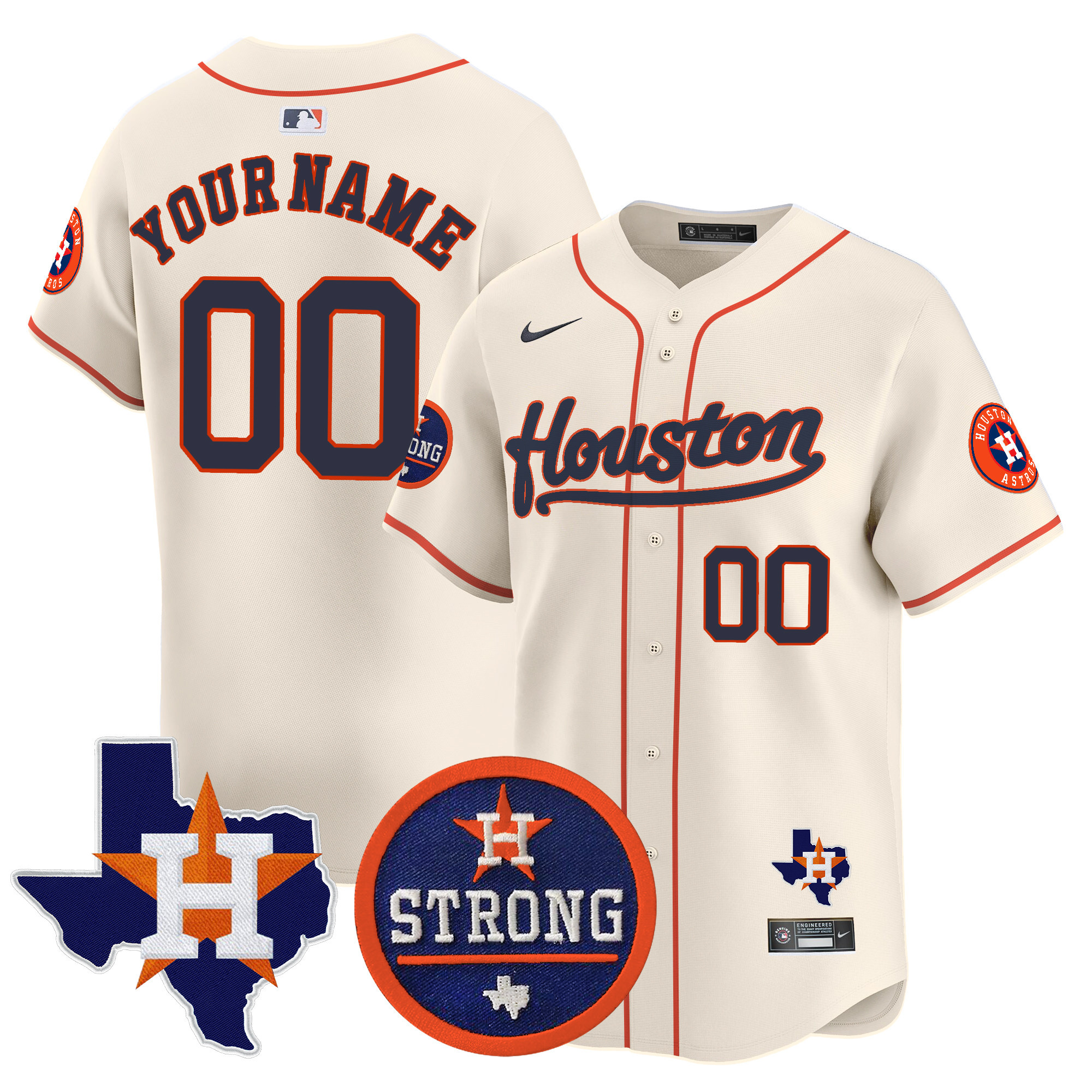 Astros "Houston Strong" Patch Vapor Premier Limited Custom Jersey - All Stitched