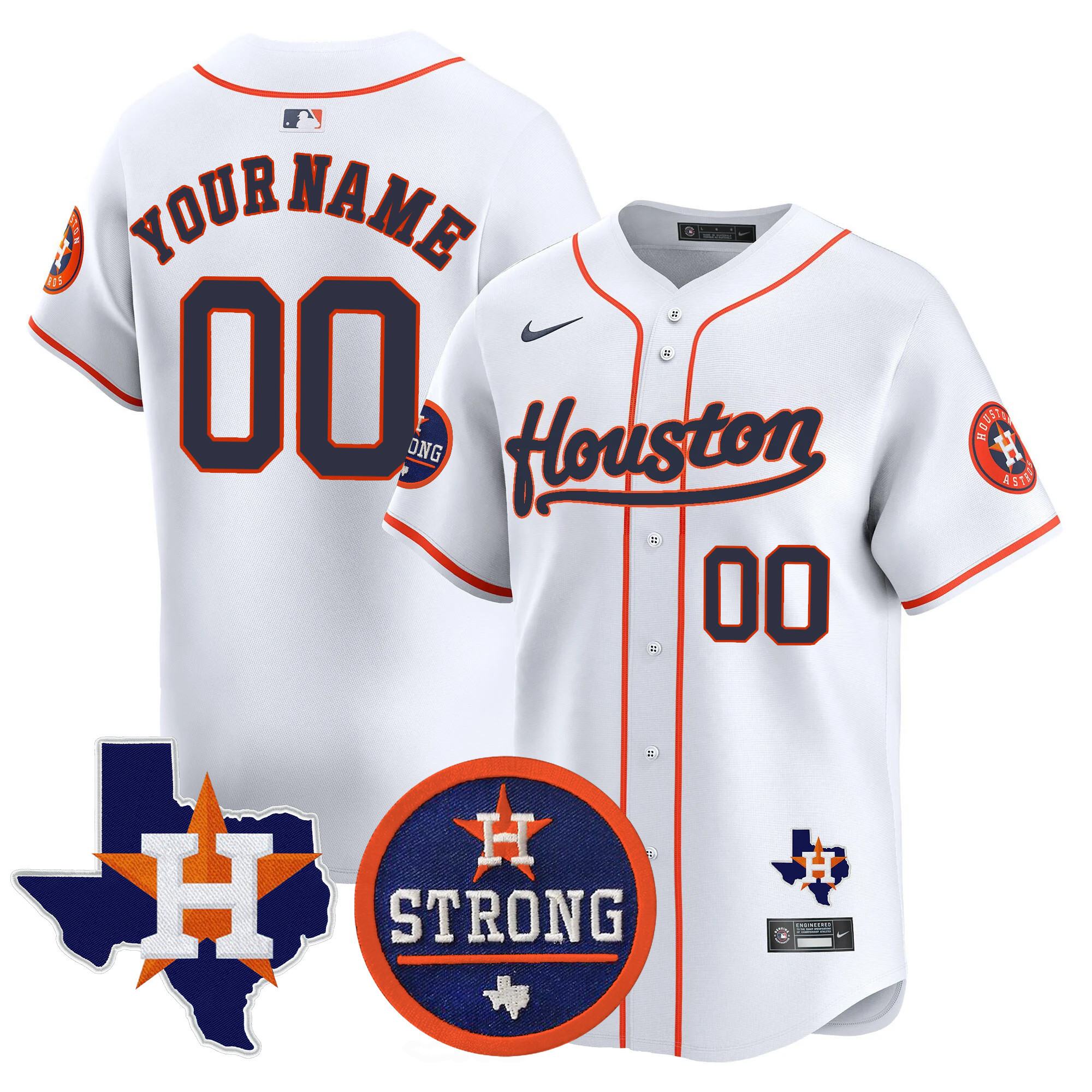 Astros "Houston Strong" Patch Vapor Premier Limited Custom Jersey - All Stitched