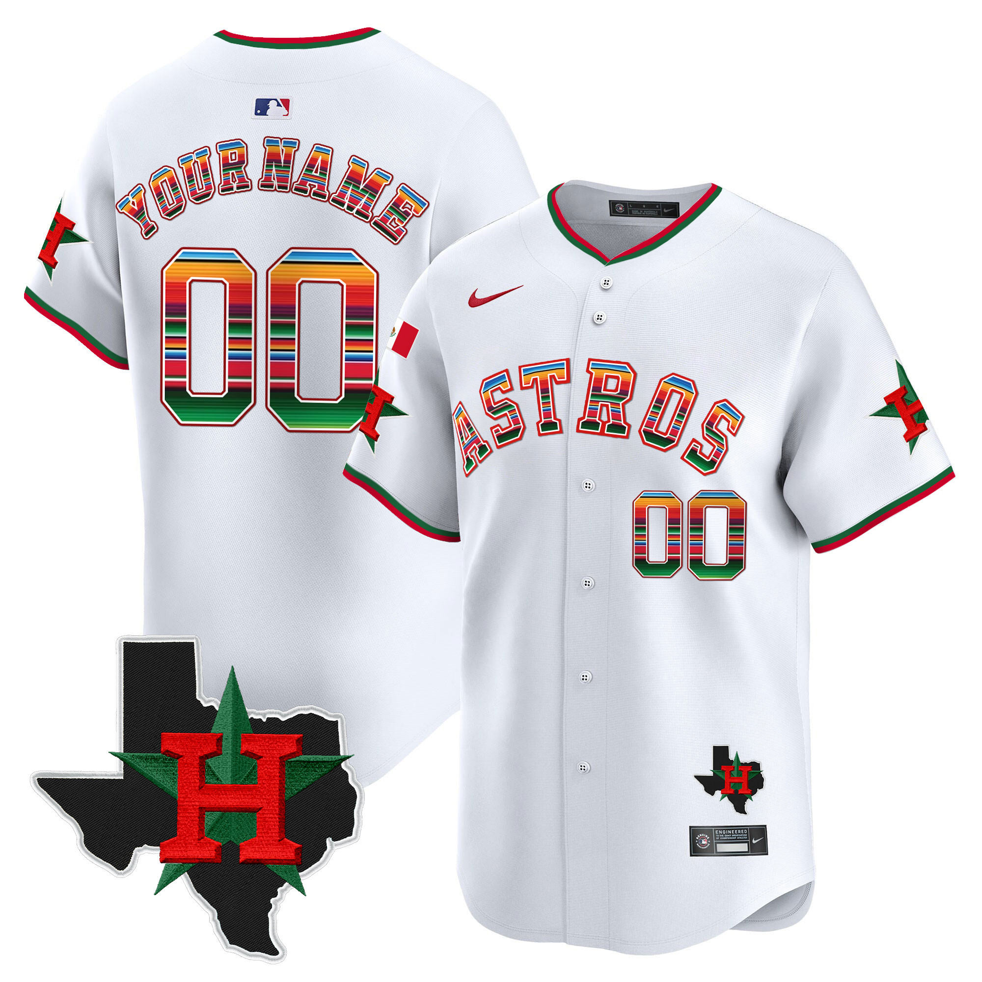 Astros Mexico Texas Patch Vapor Premier Limited Custom Jersey V2 - All Stitched