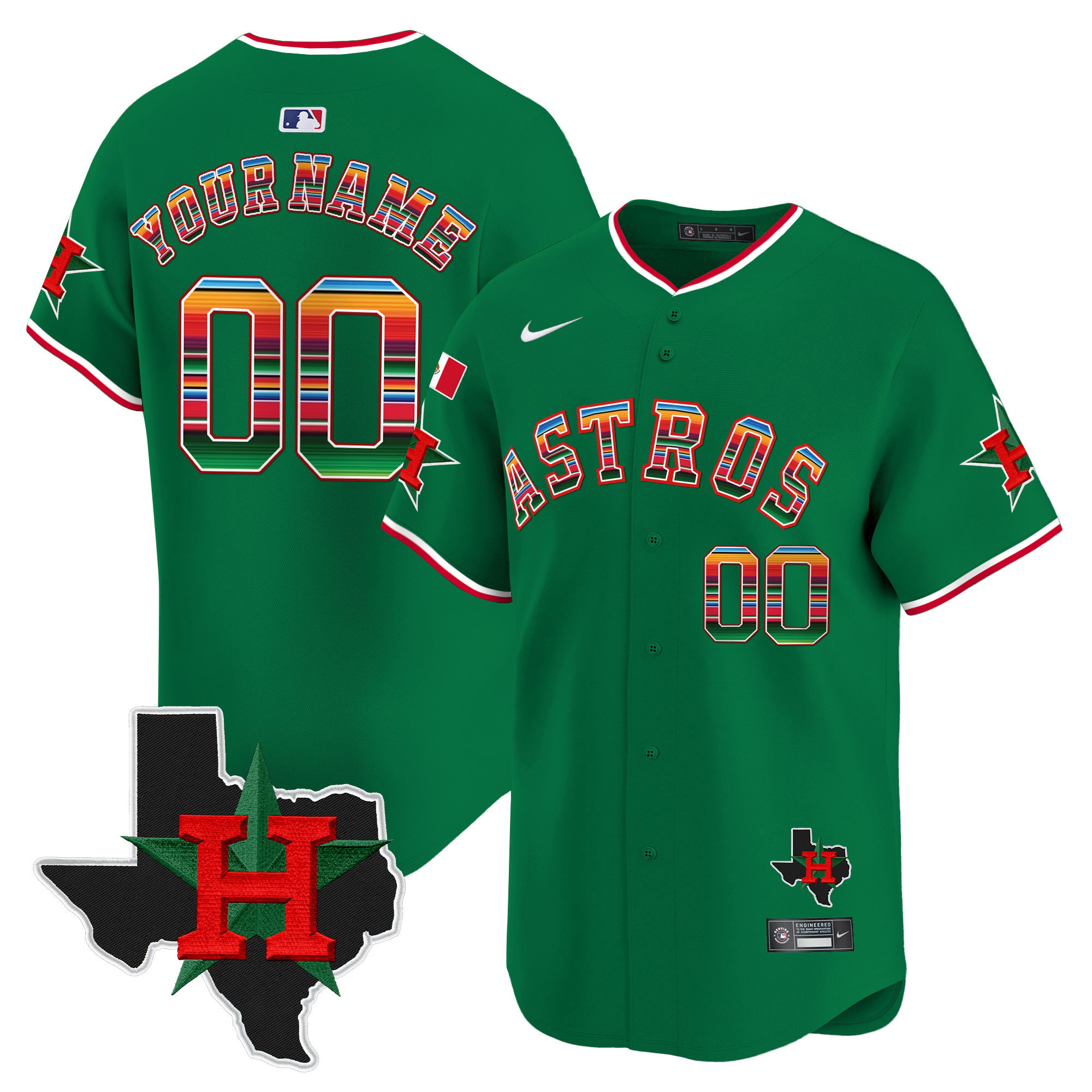 Astros Mexico Texas Patch Vapor Premier Limited Custom Jersey V2 - All Stitched