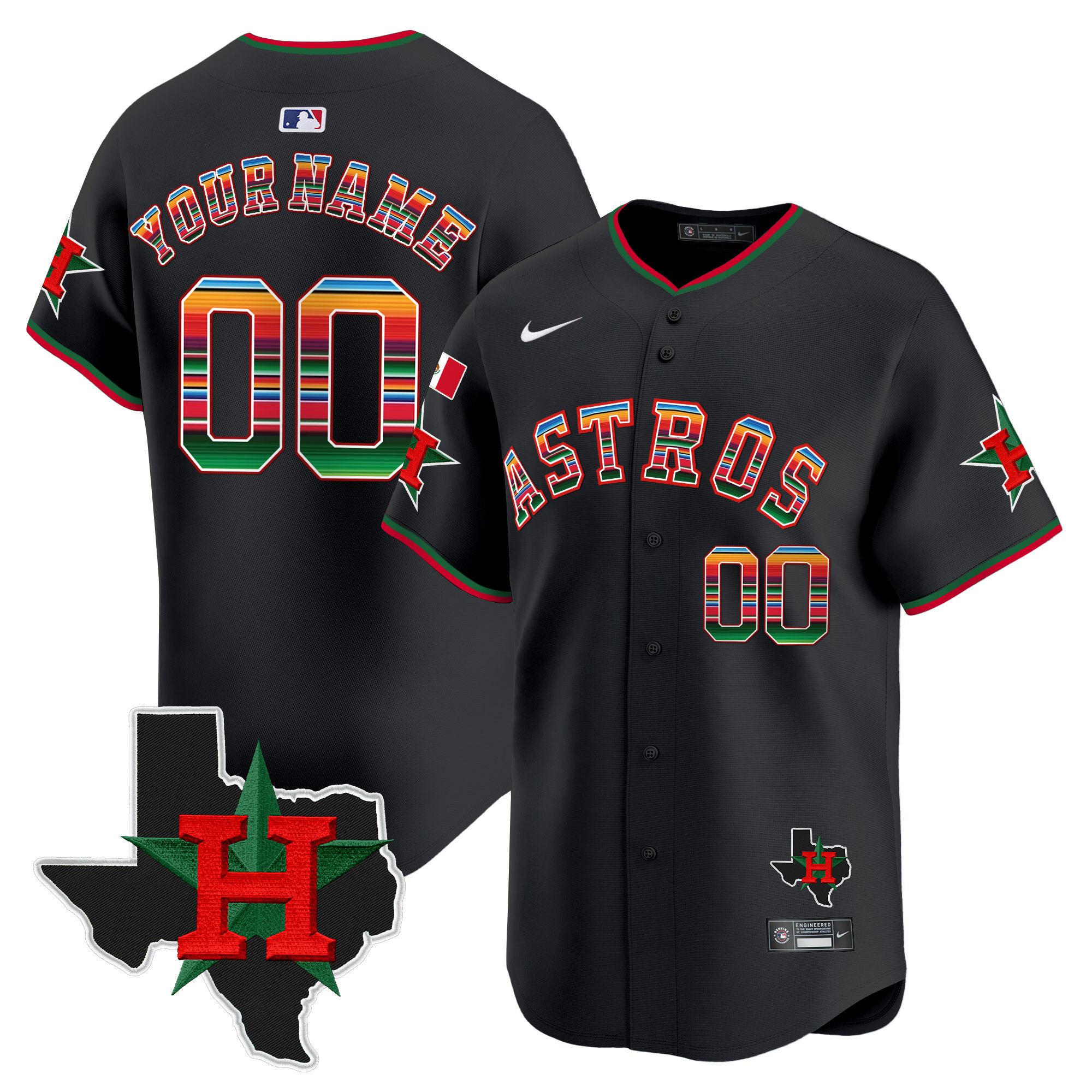 Astros Mexico Texas Patch Vapor Premier Limited Custom Jersey V2 - All Stitched