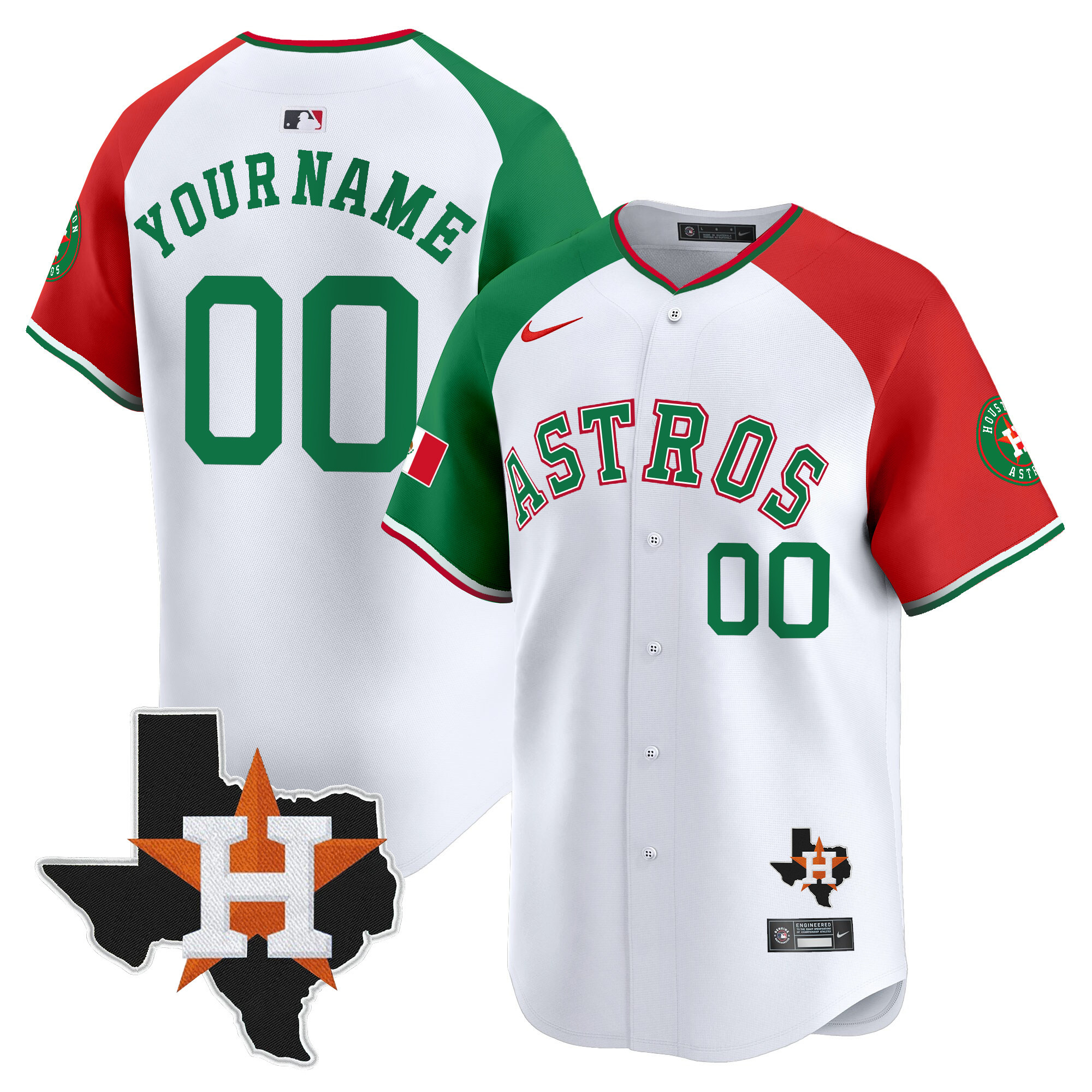 Astros Mexico Texas Patch Vapor Premier Limited Custom Jersey V4 - All Stitched