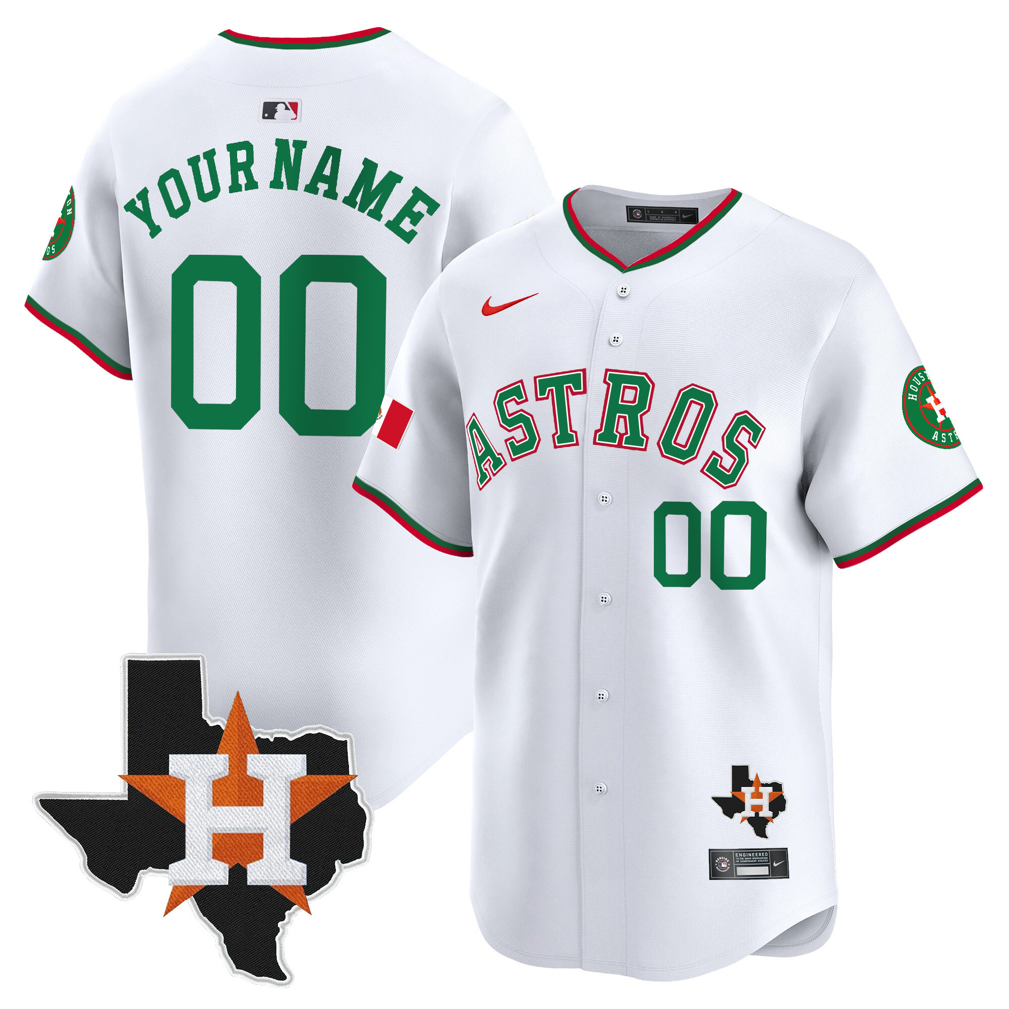 Astros Mexico Texas Patch Vapor Premier Limited Custom Jersey V4 - All Stitched