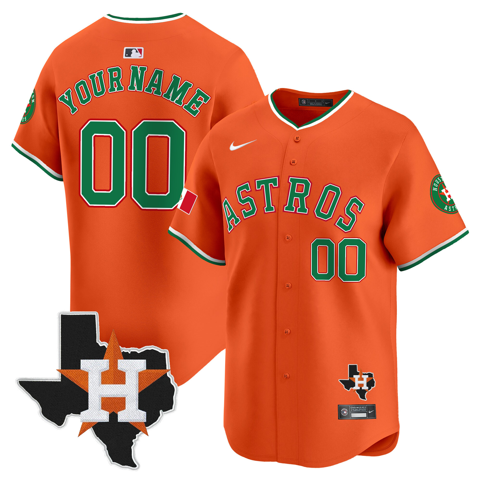 Astros Mexico Texas Patch Vapor Premier Limited Custom Jersey V4 - All Stitched