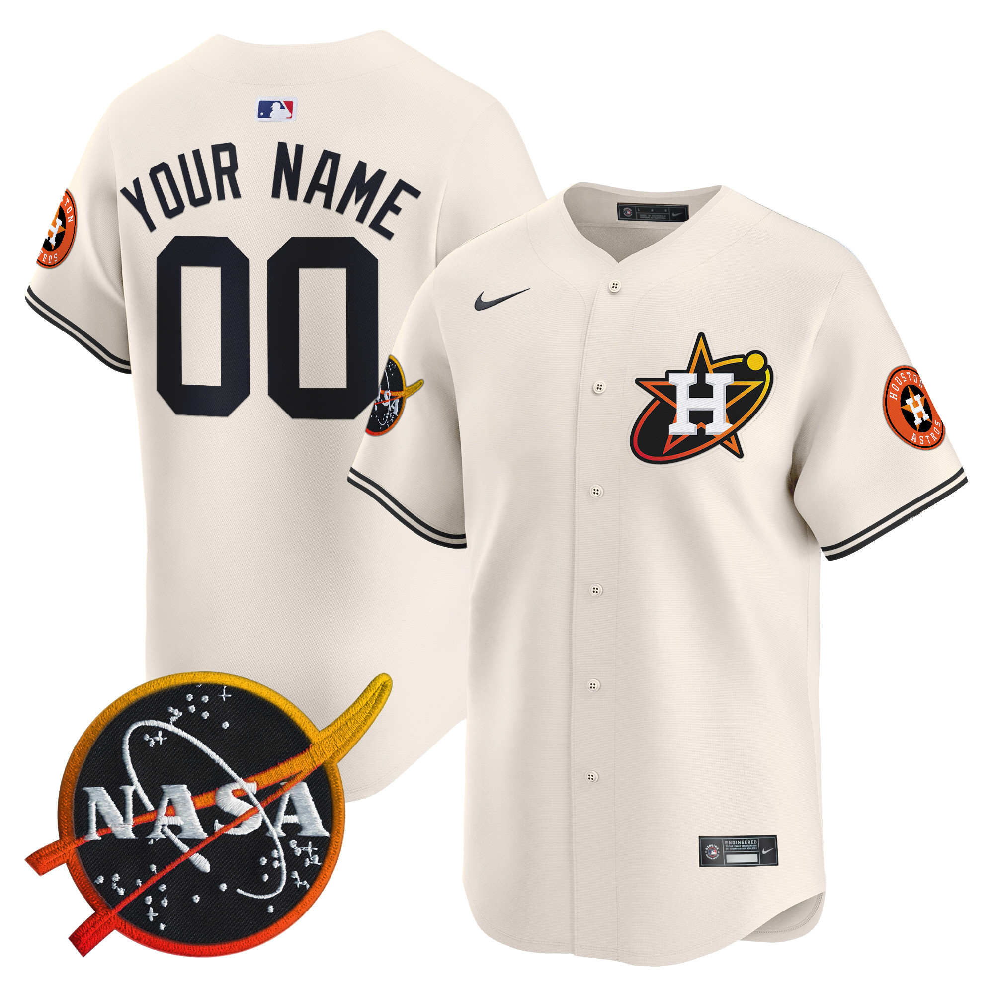 Astros Nasa Patch Vapor Premier Limited Custom Jersey - All Stitched