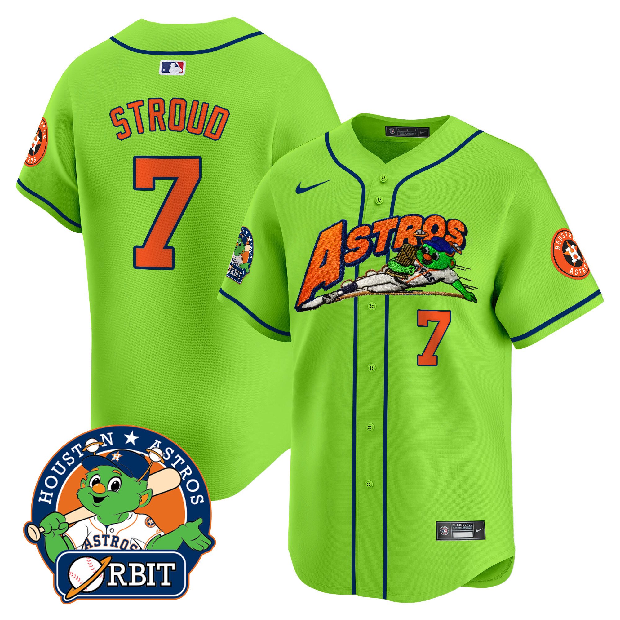 Astros Orbit Patch Vapor Premier Limited Jersey V4 - All Stitched