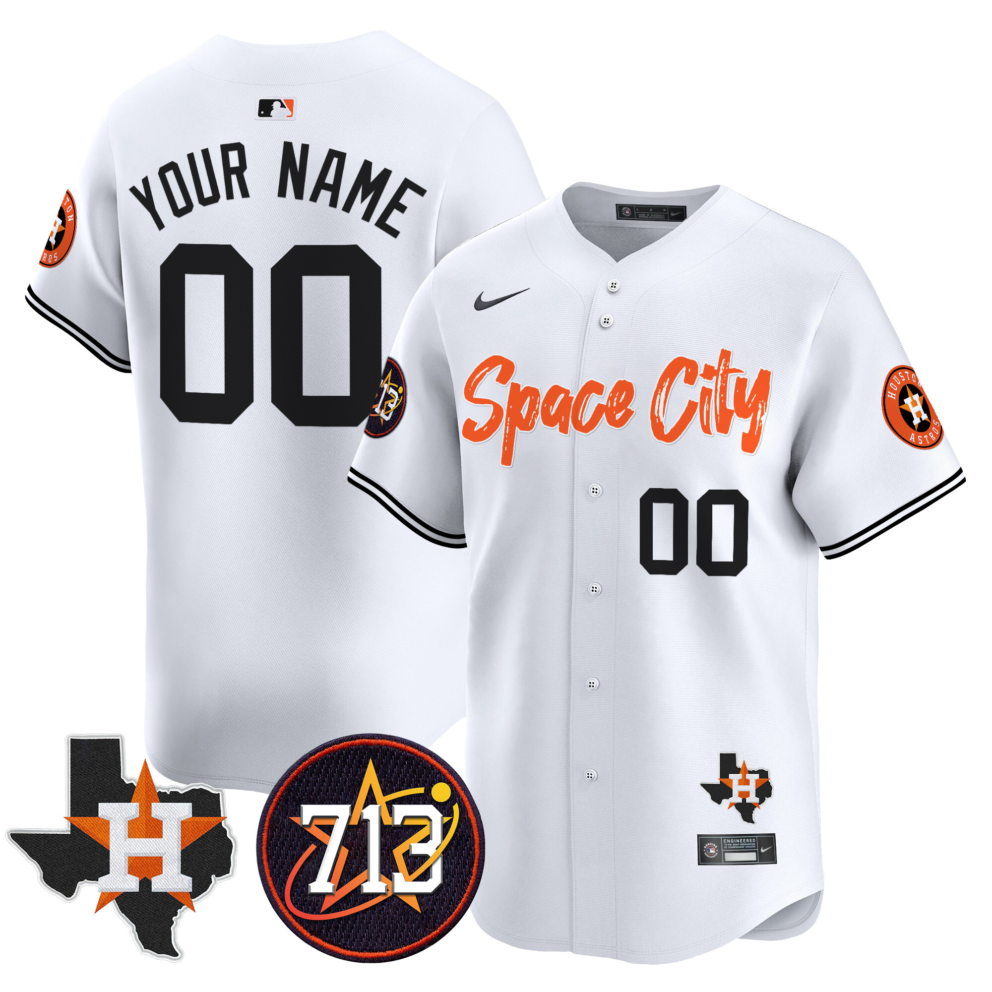 Astros Space City 713 Patch Vapor Premier Limited Custom Jersey - All Stitched