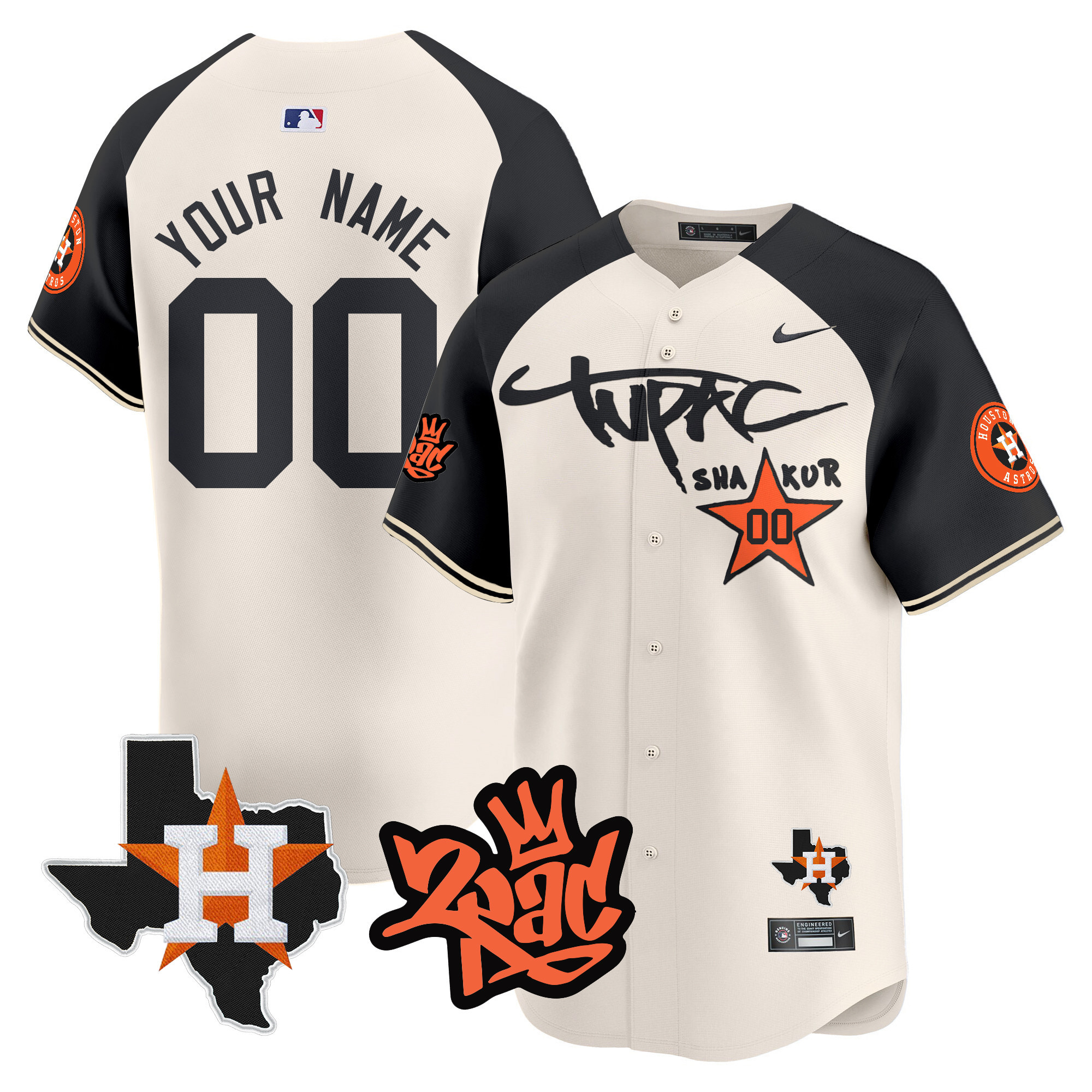 Astros Tupac Shakur Vapor Premier Limited Custom Jersey - All Stitched