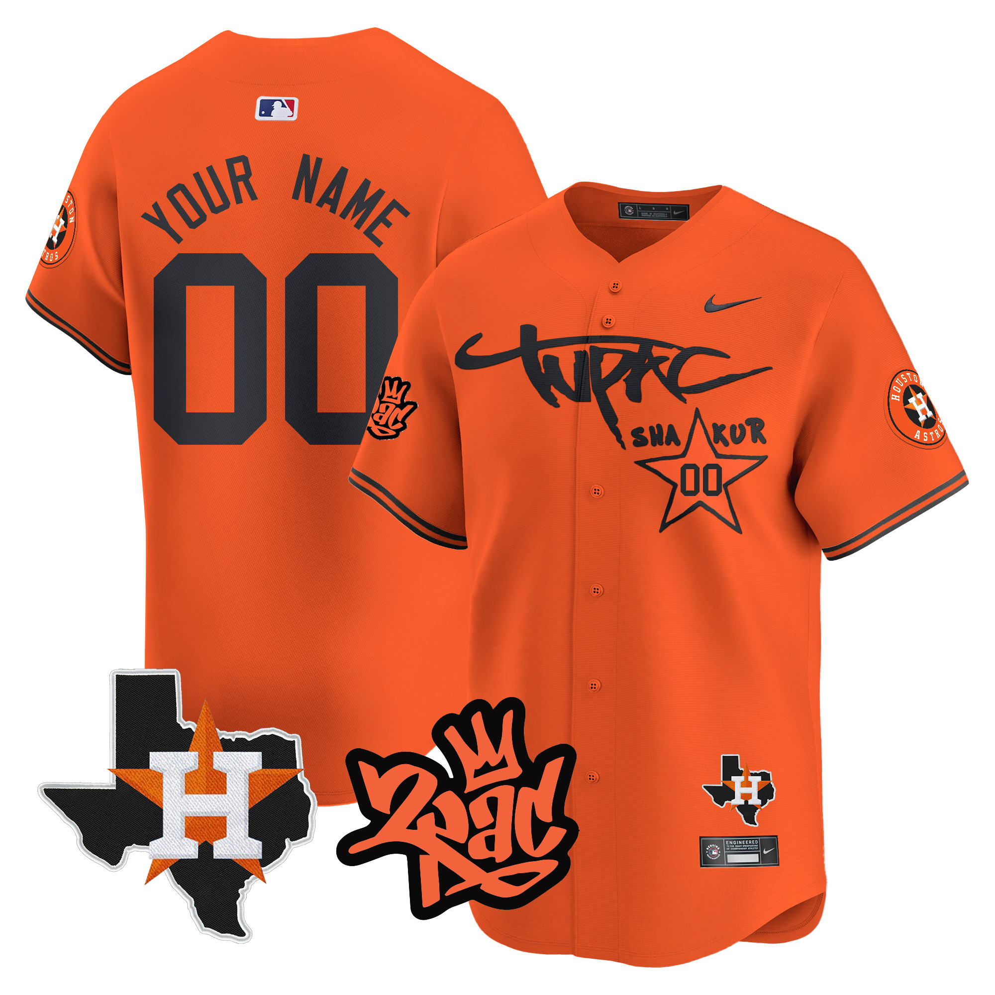 Astros Tupac Shakur Vapor Premier Limited Custom Jersey - All Stitched