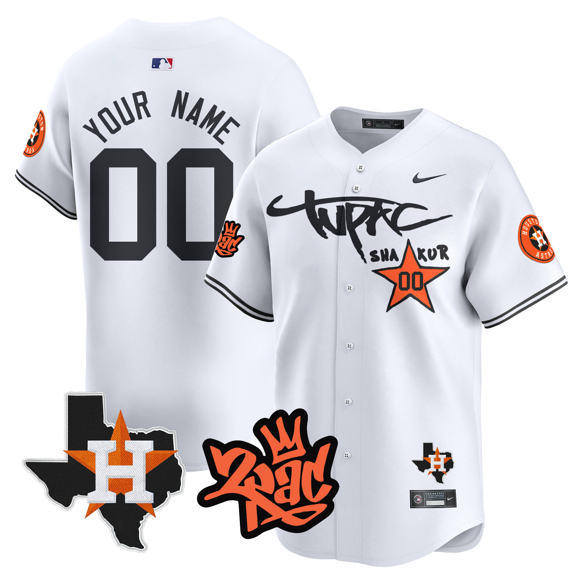 Astros Tupac Shakur Vapor Premier Limited Custom Jersey - All Stitched