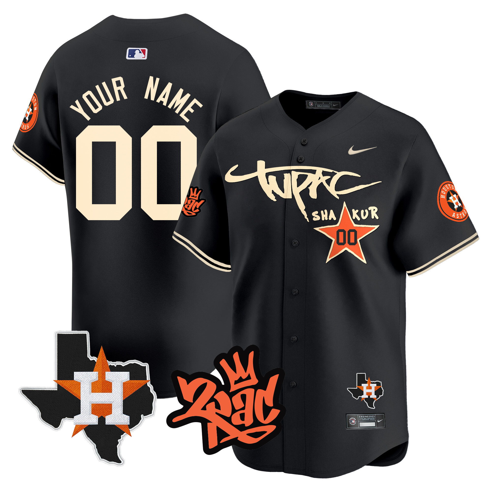 Astros Tupac Shakur Vapor Premier Limited Custom Jersey - All Stitched