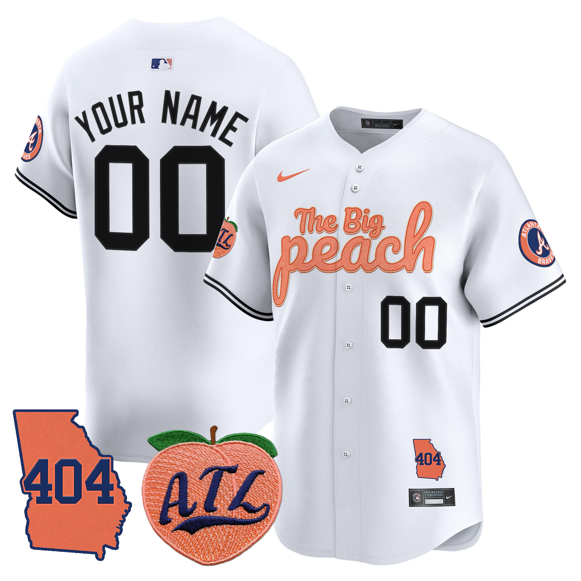 Atlanta Braves 404 & The Big Peach Vapor Premier Limited Custom Jersey - All Stitched