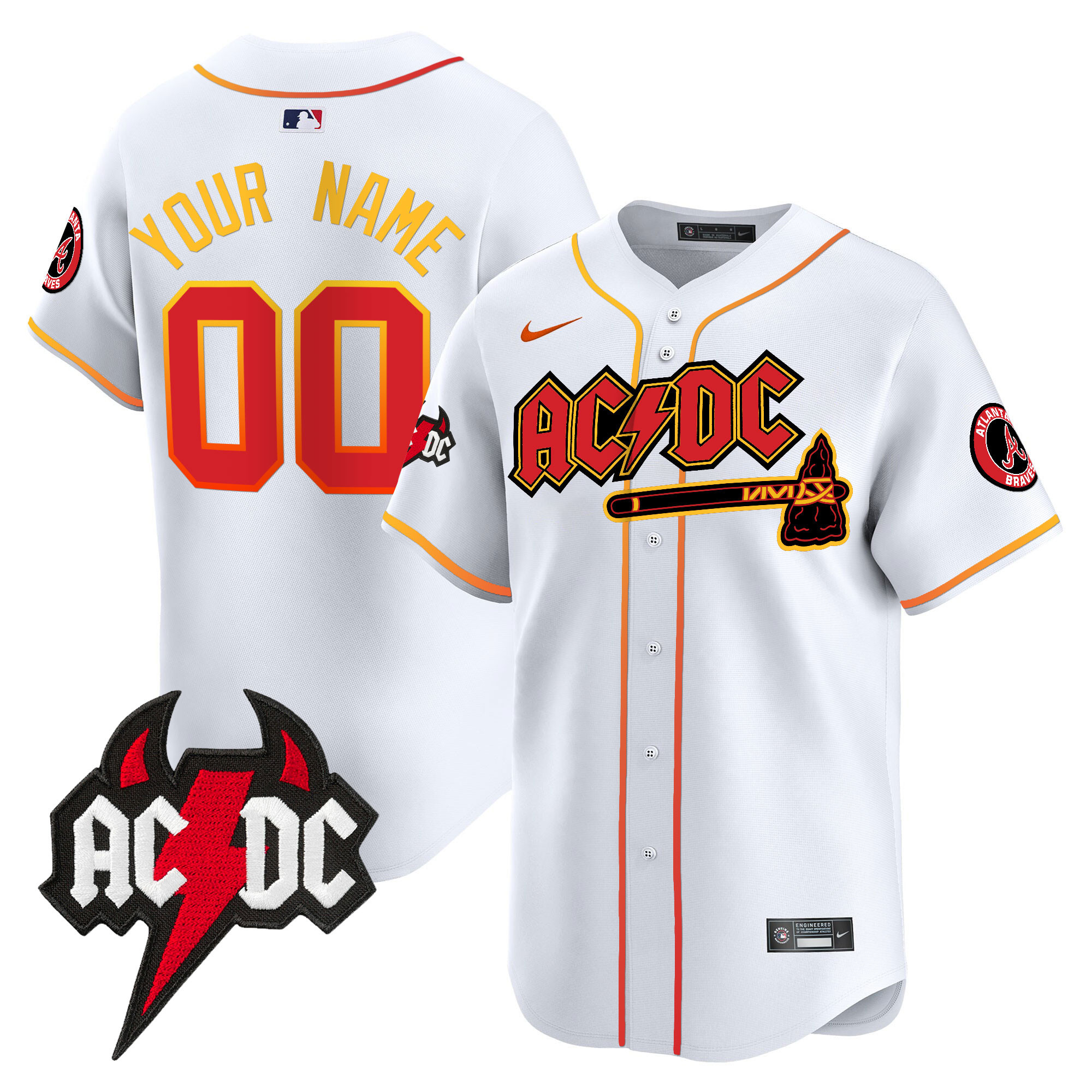 Atlanta Braves AC/DC Vapor Premier Limited Custom Jersey - All Stitched