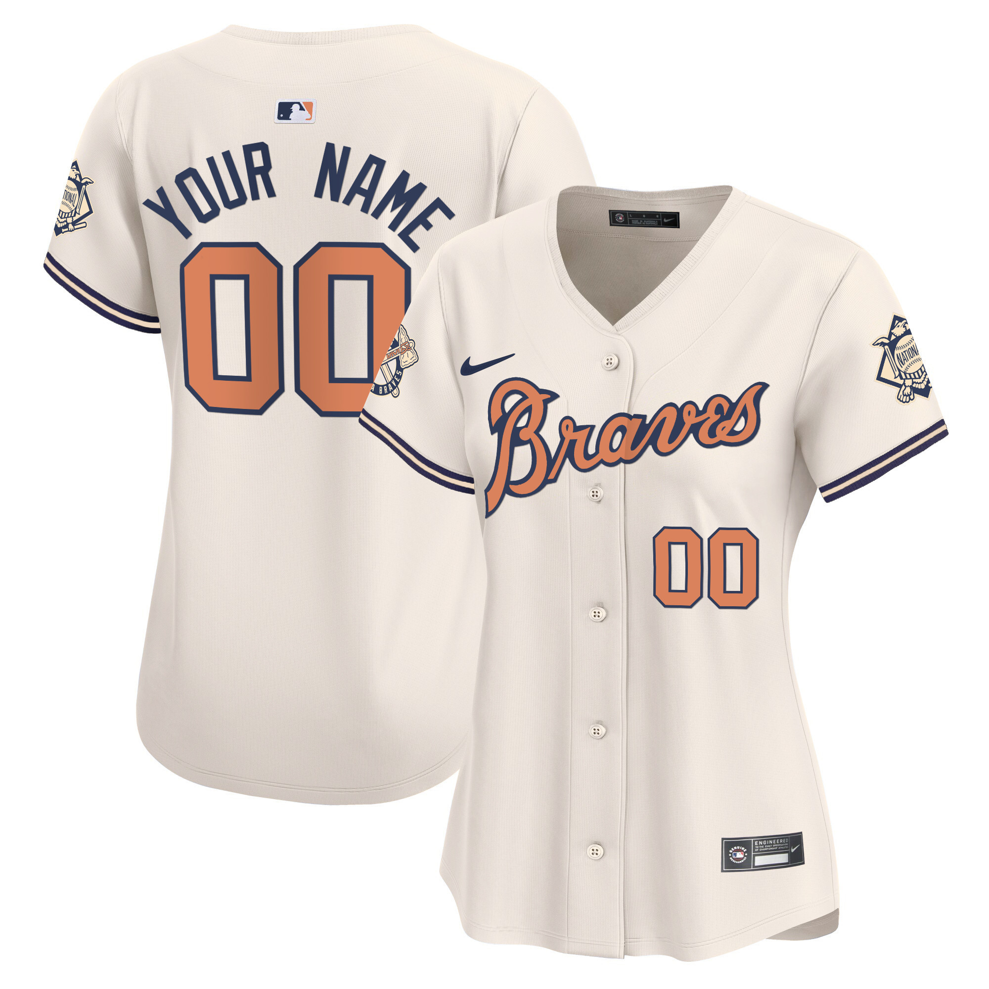 Atlanta Braves Peaches n' Cream Vapor Premier Limited Custom Jersey - All Stitched