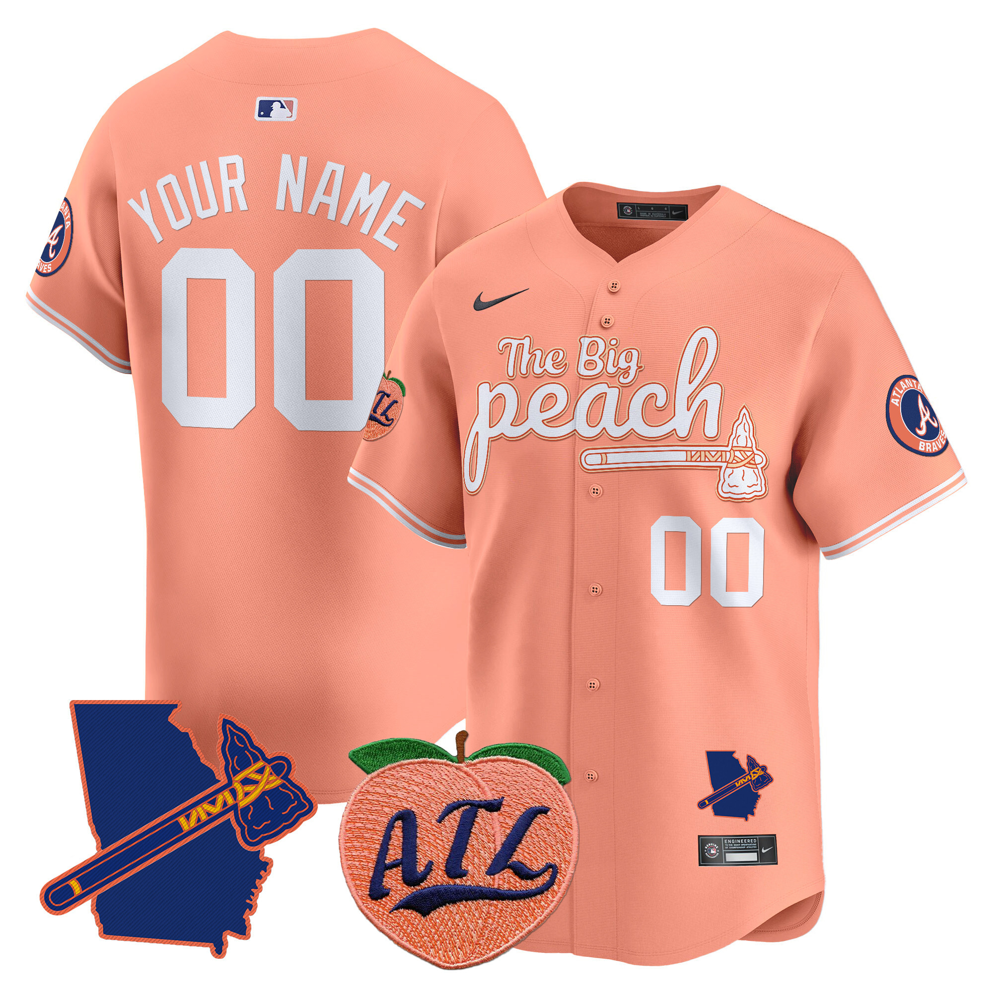 Atlanta Braves The Big Peach Vapor Premier Limited Custom Jersey V2 - All Stitched