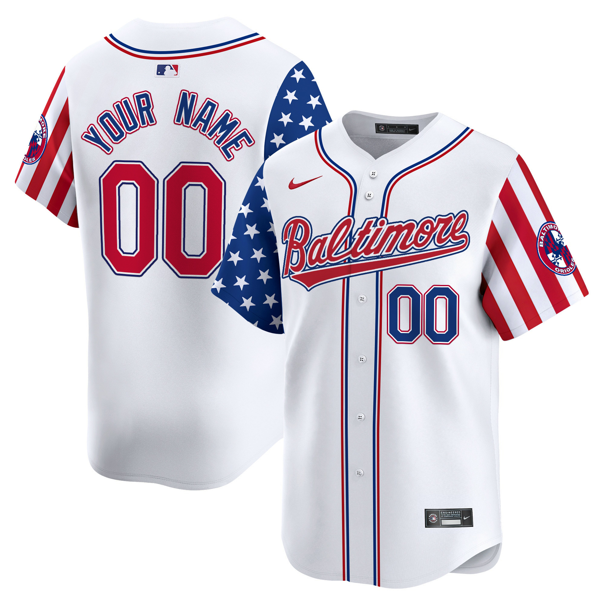 Baltimore Orioles 2024 Independence Day Vapor Premier Limited Custom Jersey - All Stitched