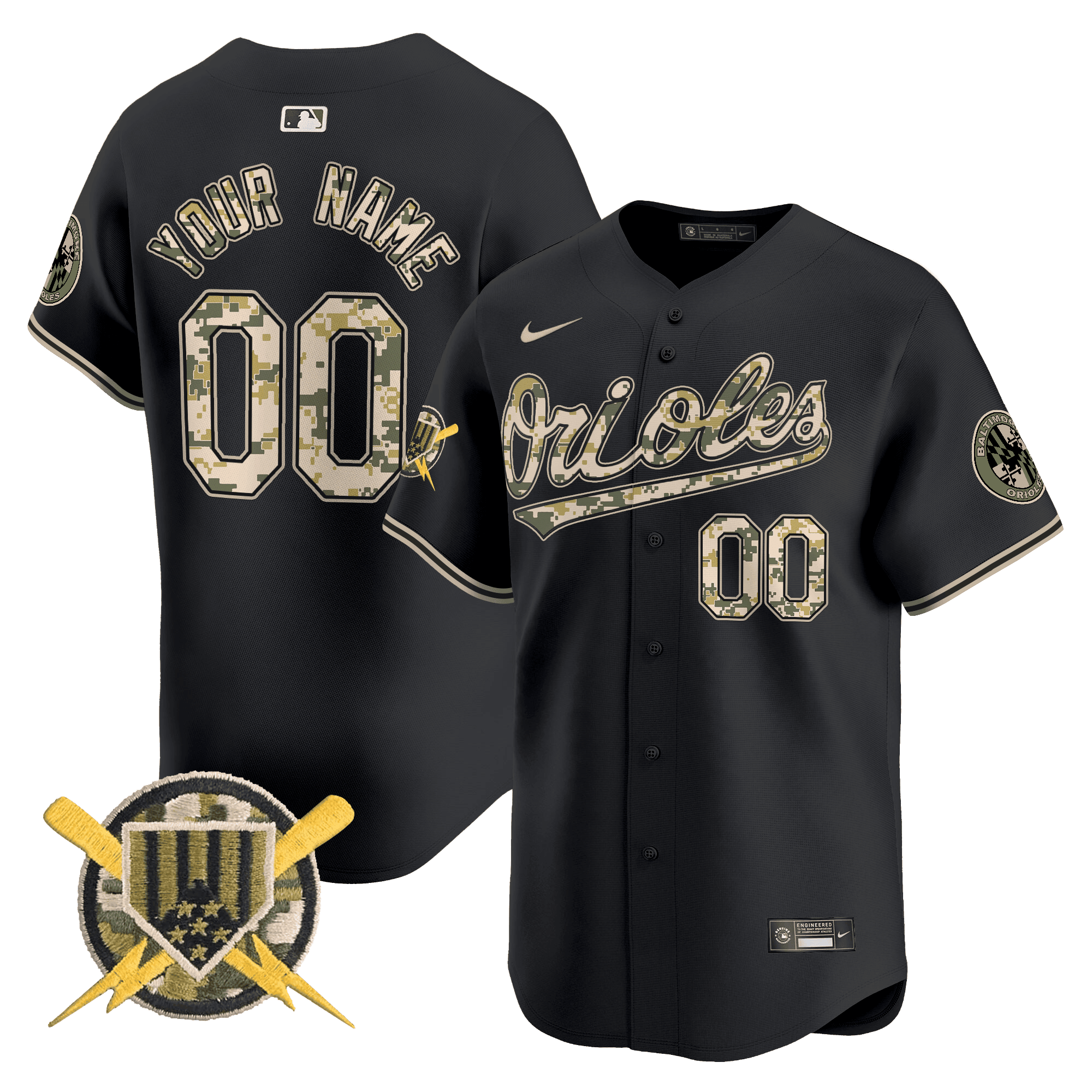 Baltimore Orioles Armed Forces Day Vapor Premier Limited Custom Jersey - All Stitched