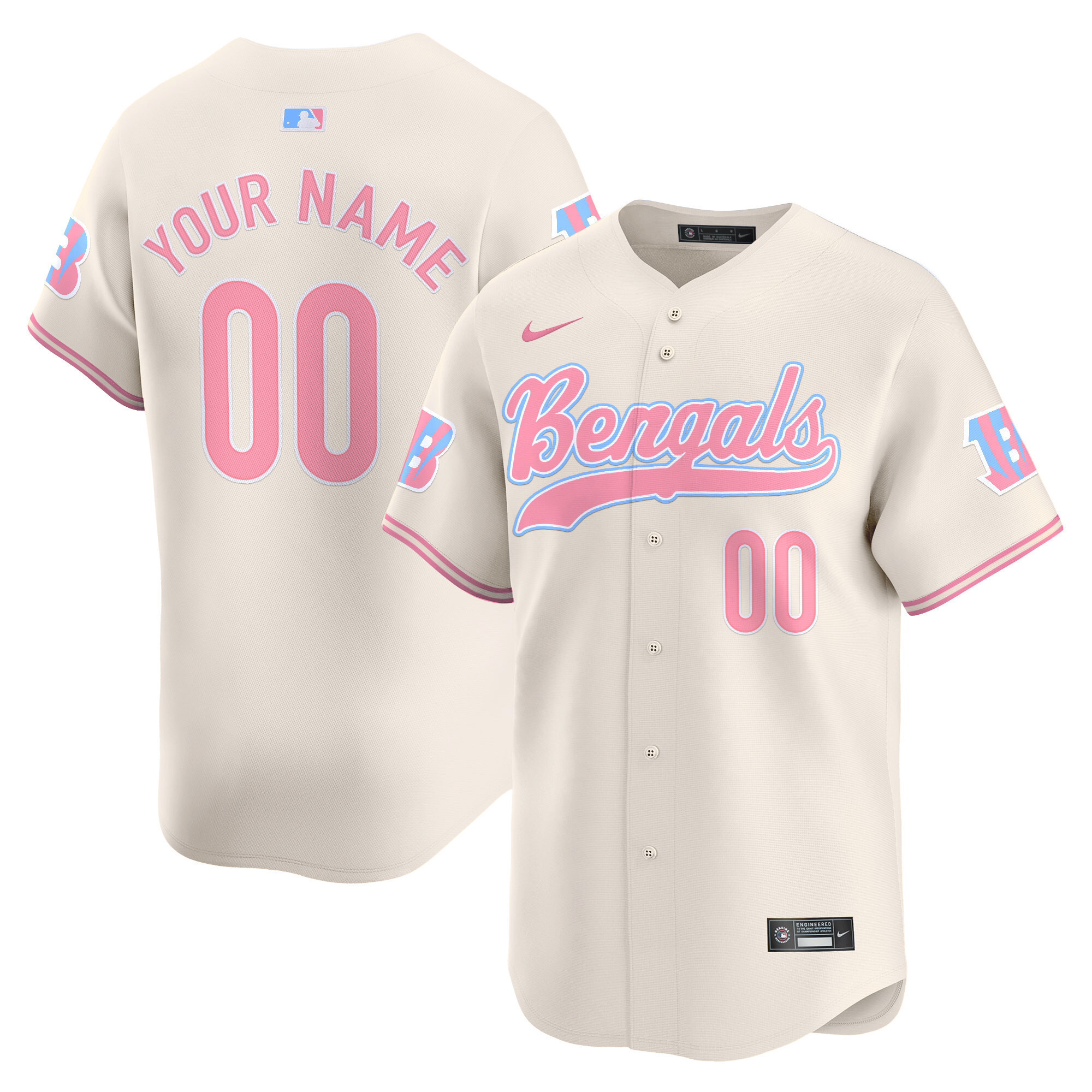 Bengals Bubblegum Pink Vapor Premier Limited Custom Jersey - All Stitched