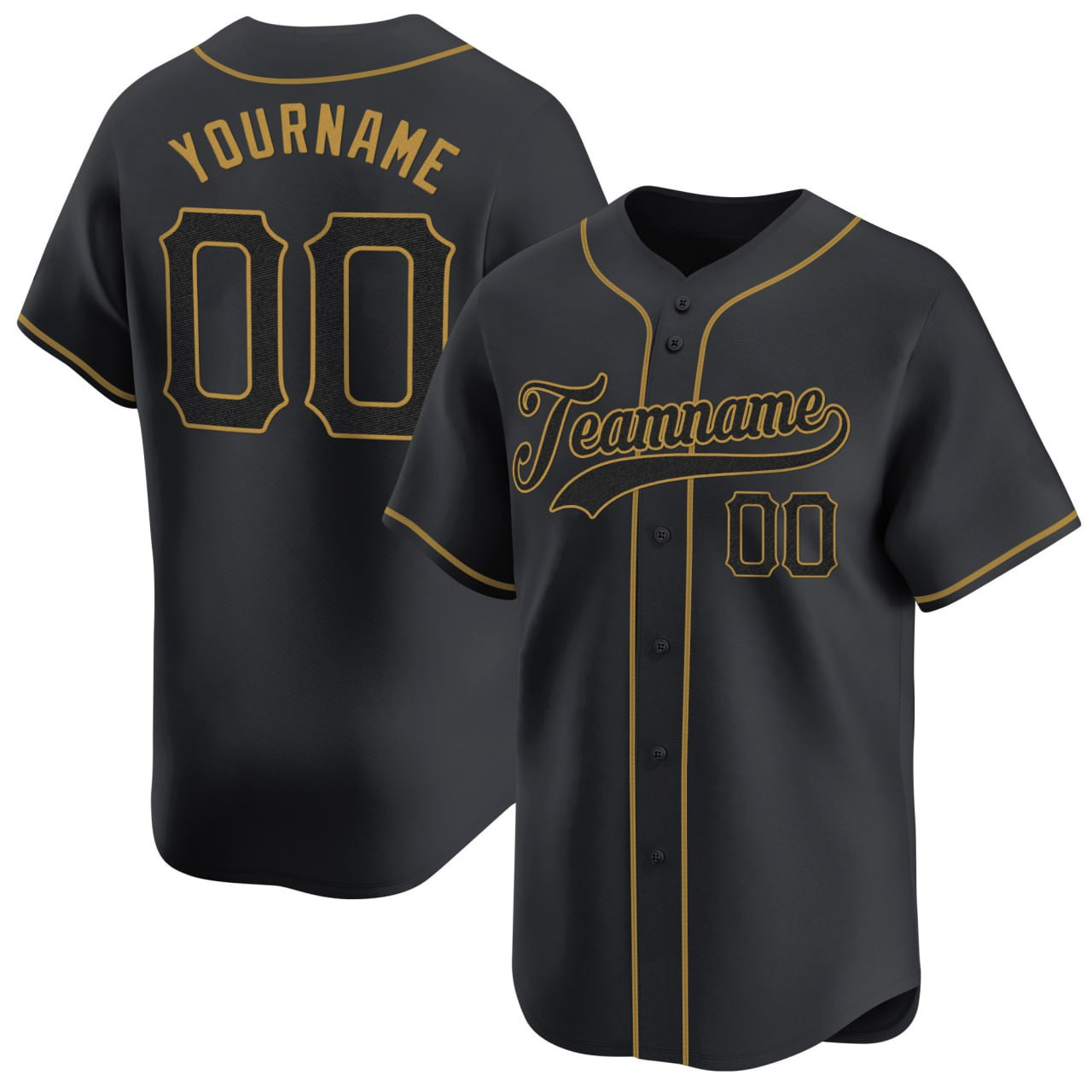 Black Black-Old Gold Custom Baseball Jersey