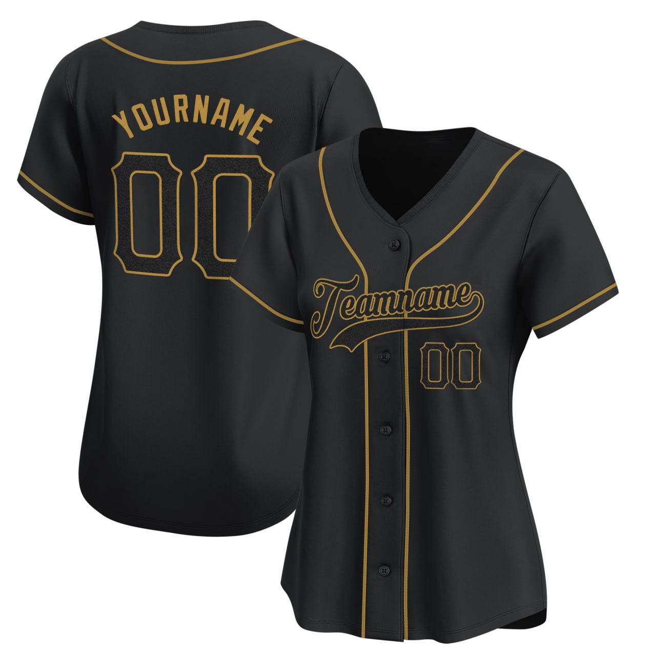 Black Black-Old Gold Custom Baseball Jersey