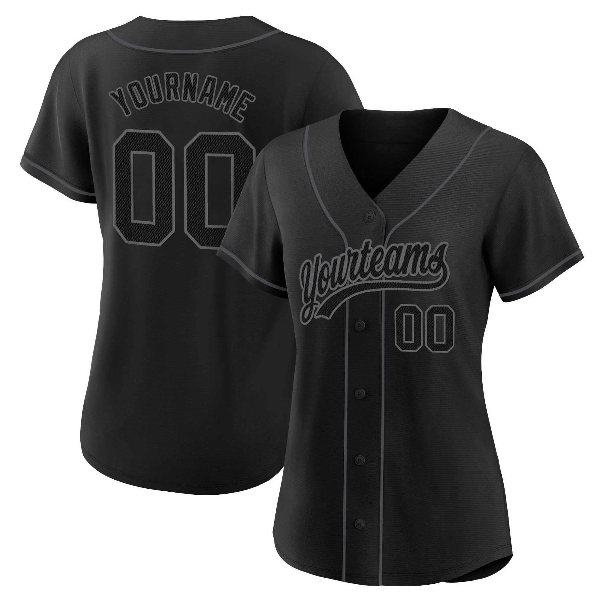 Black Black-Steel Gray Custom Baseball Jersey