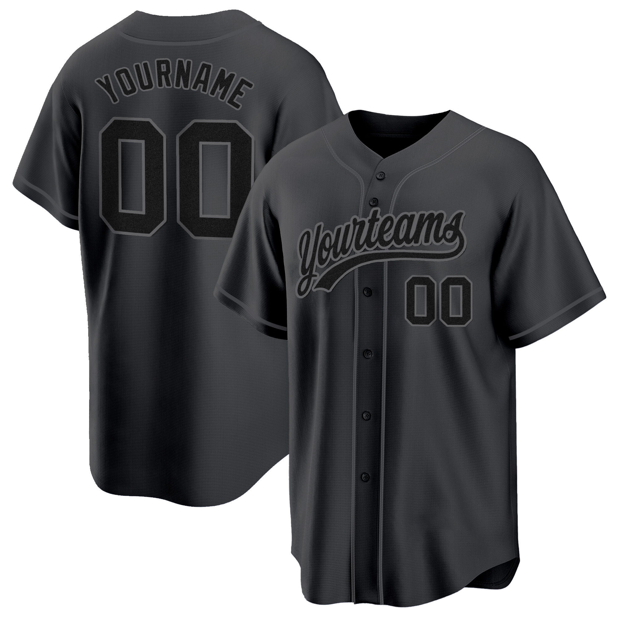 Black Black-Steel Gray Custom Baseball Jersey