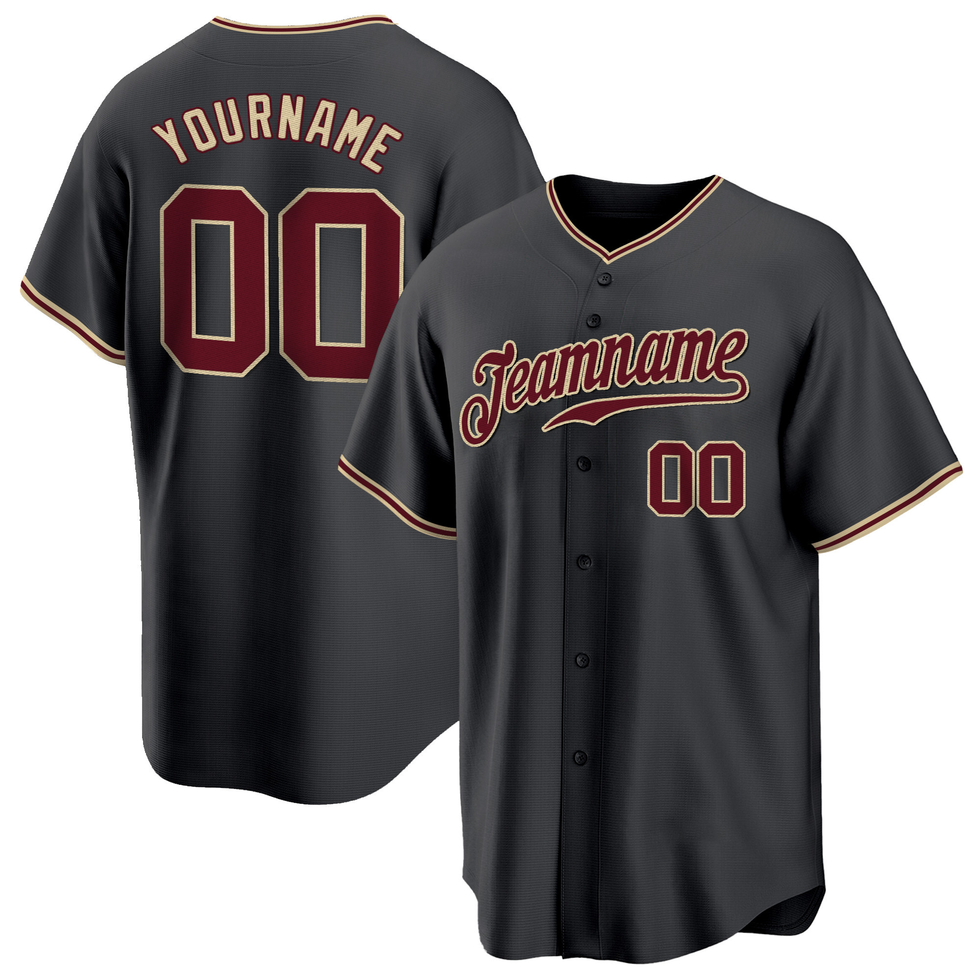Black Crimson - City Cream Custom Baseball Jersey
