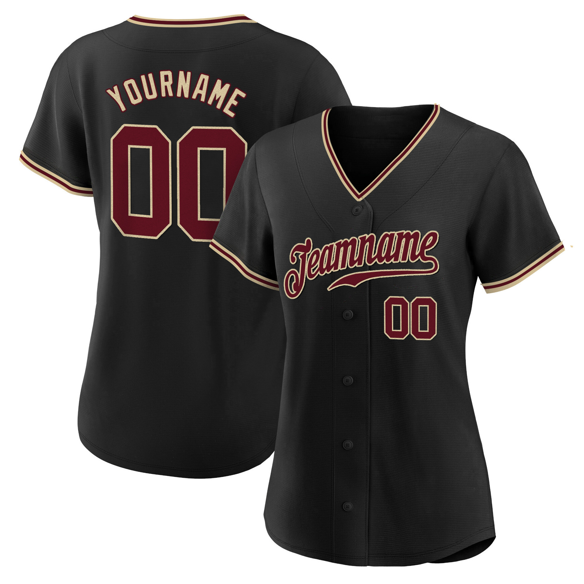 Black Crimson - City Cream Custom Baseball Jersey