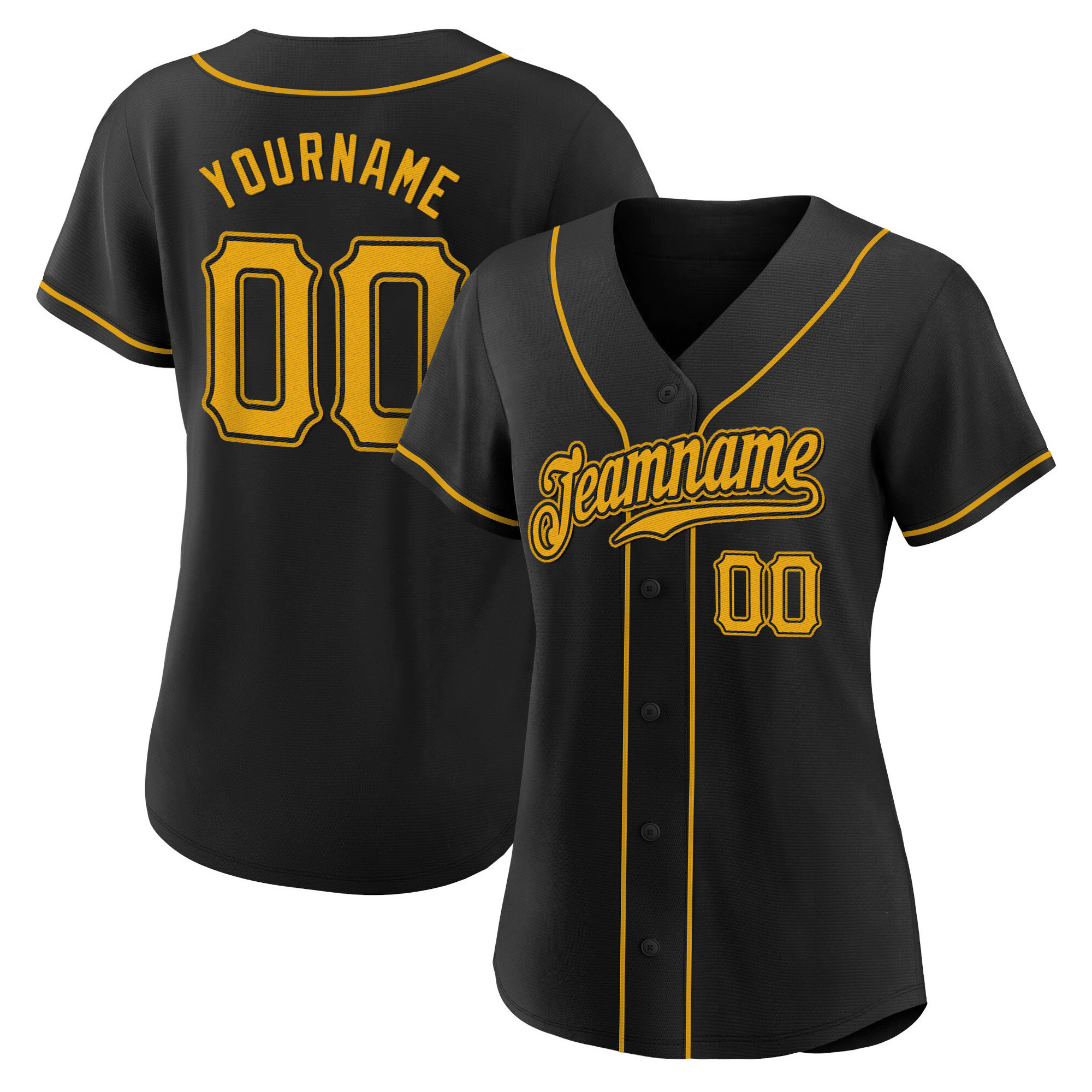 Black Gold Custom Baseball Jersey