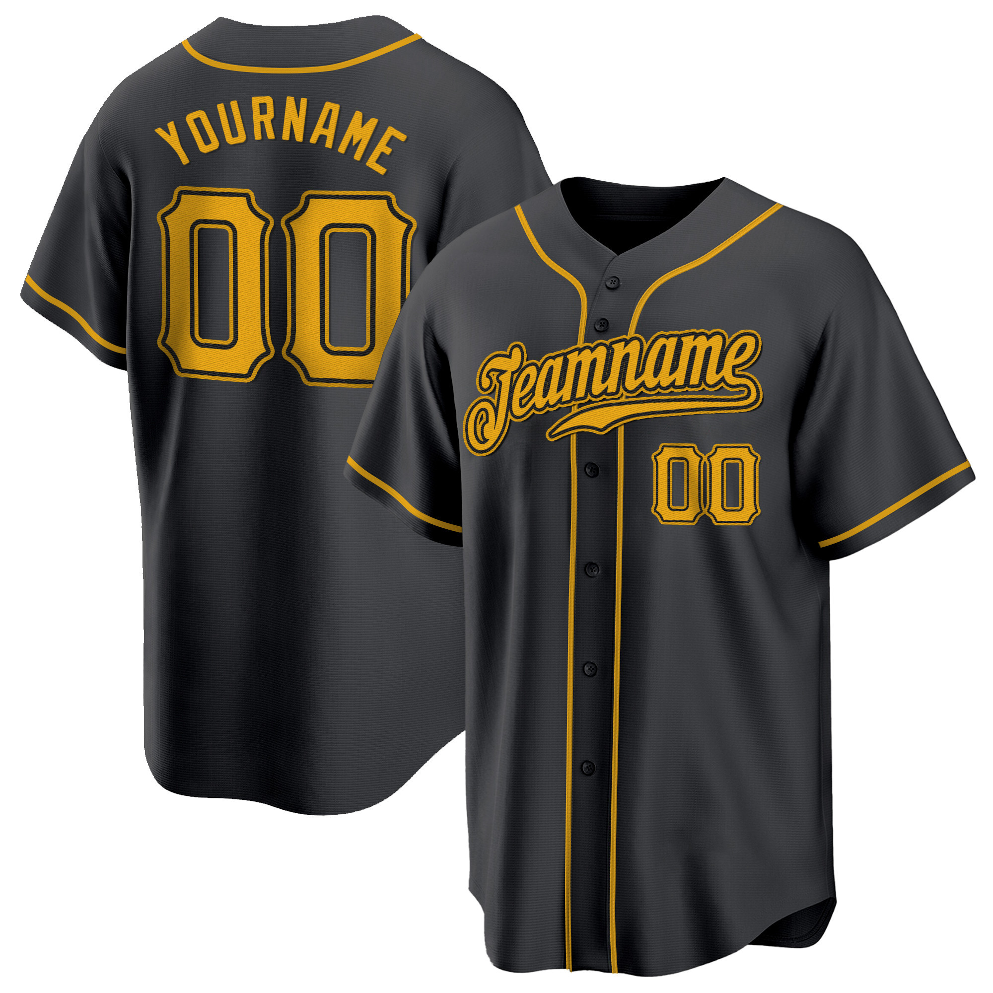 Black Gold Custom Baseball Jersey