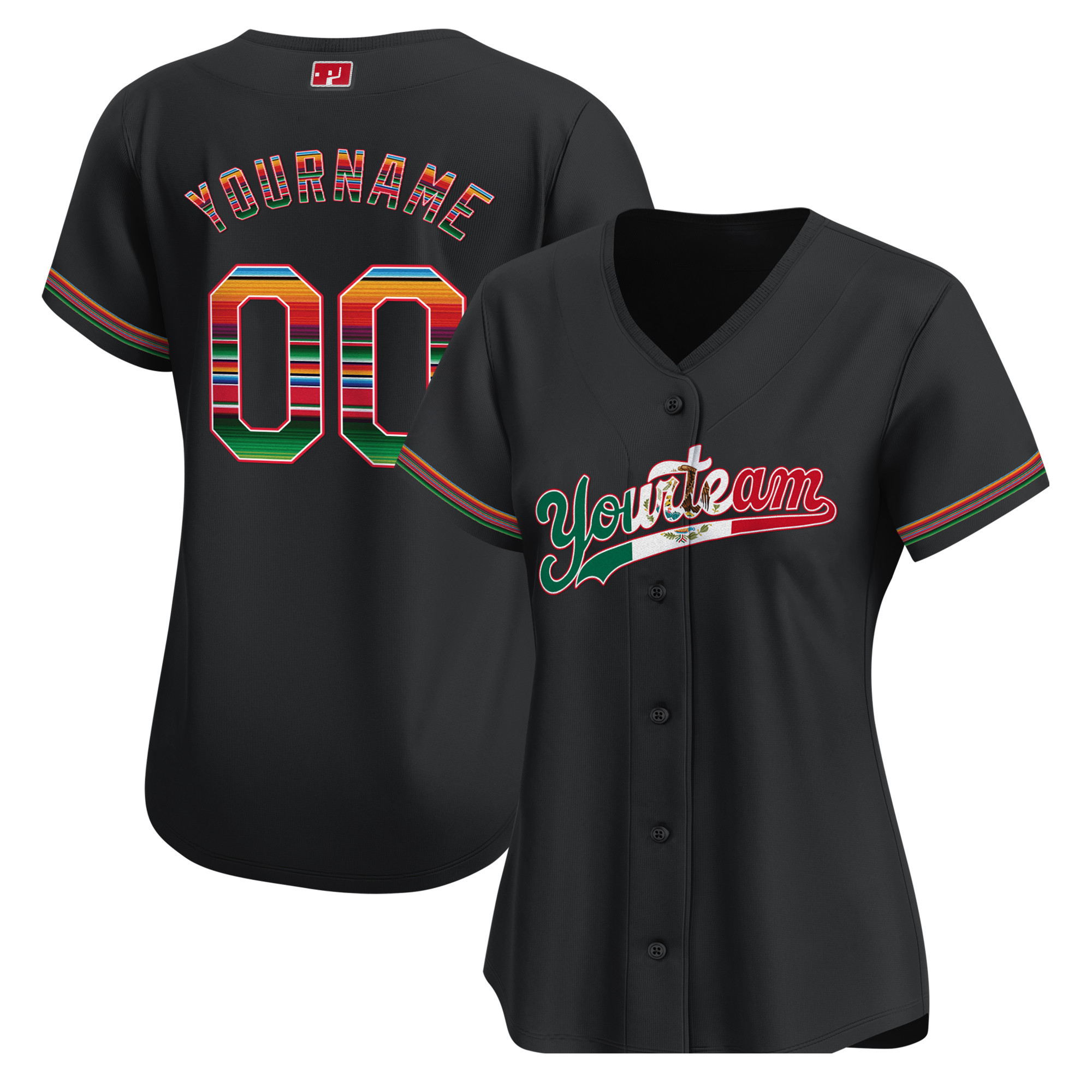 Black Mexico Flag Custom Baseball Jersey