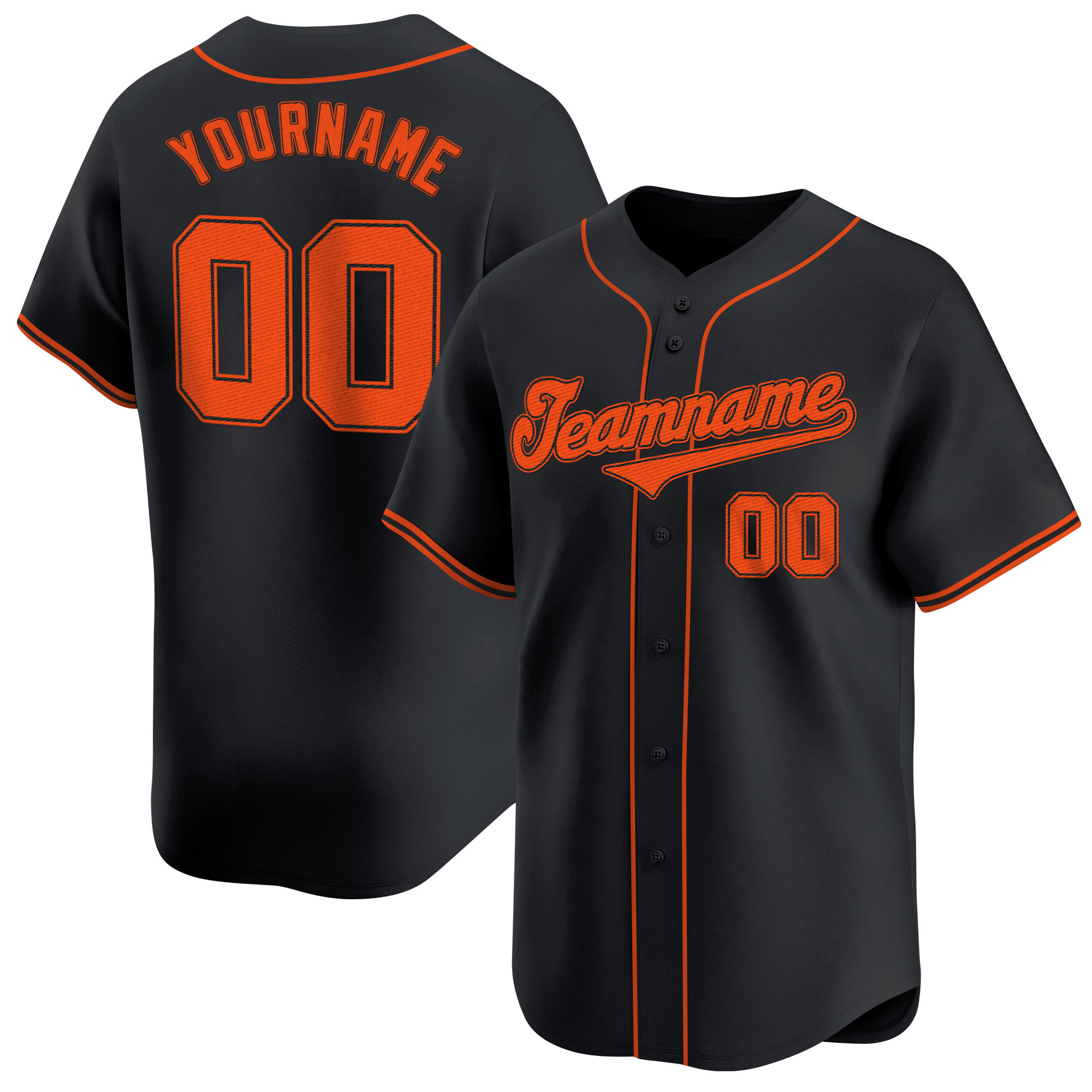 Black Orange-Black Custom Baseball Jersey