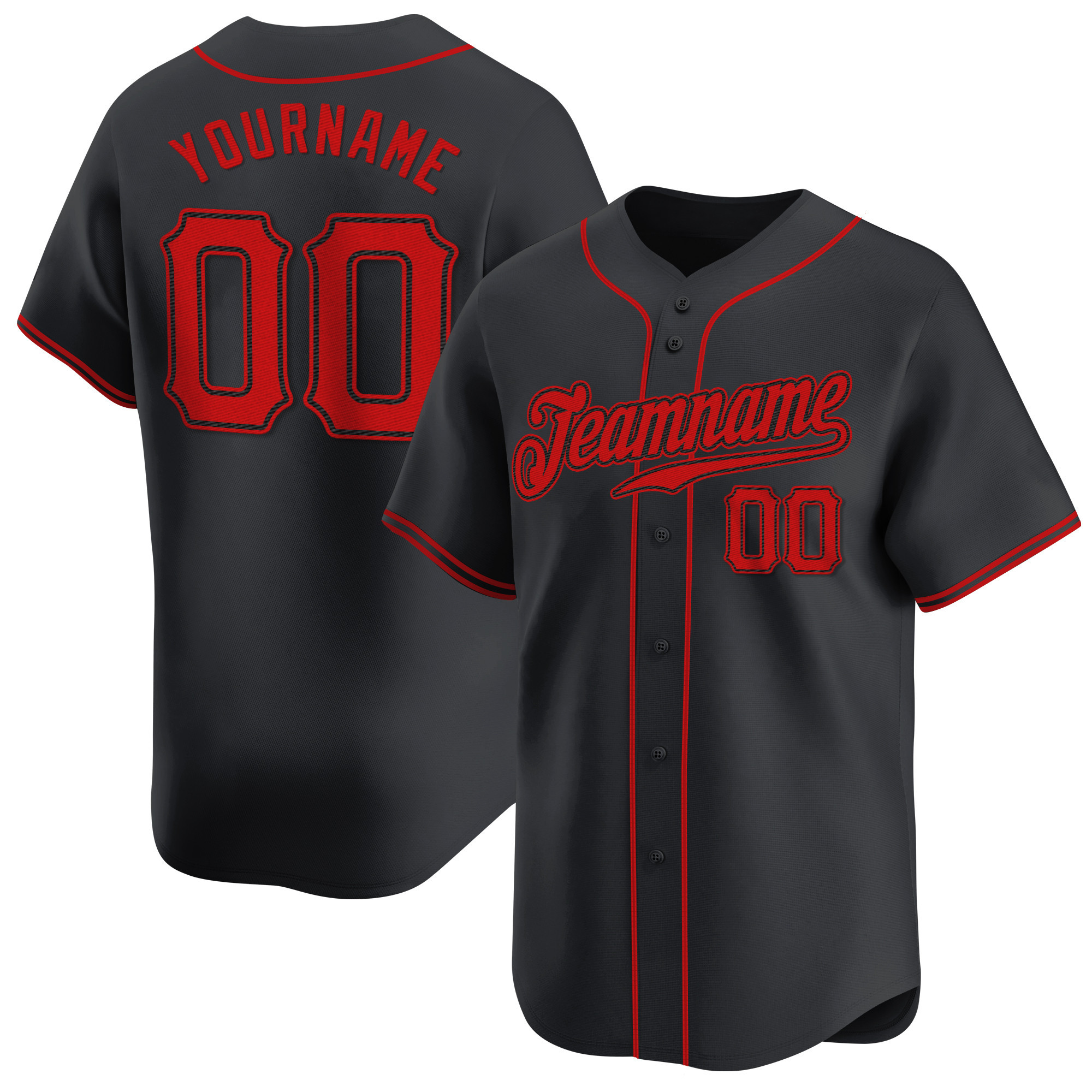 Black Red Custom Baseball Jersey
