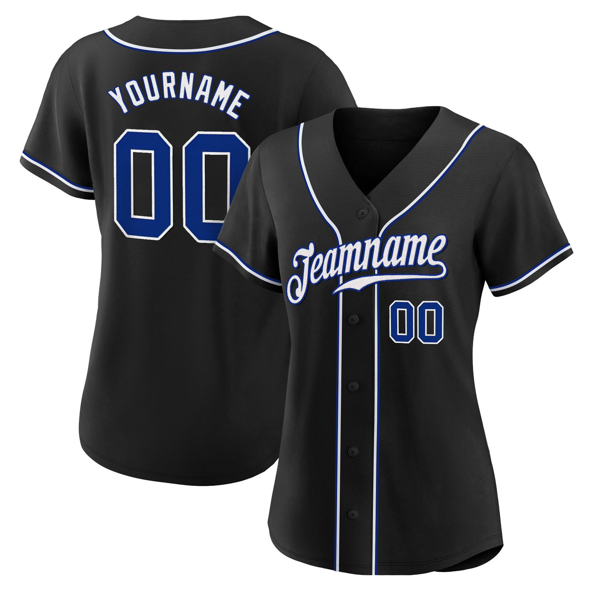 Black Royal-White Custom Baseball Jersey
