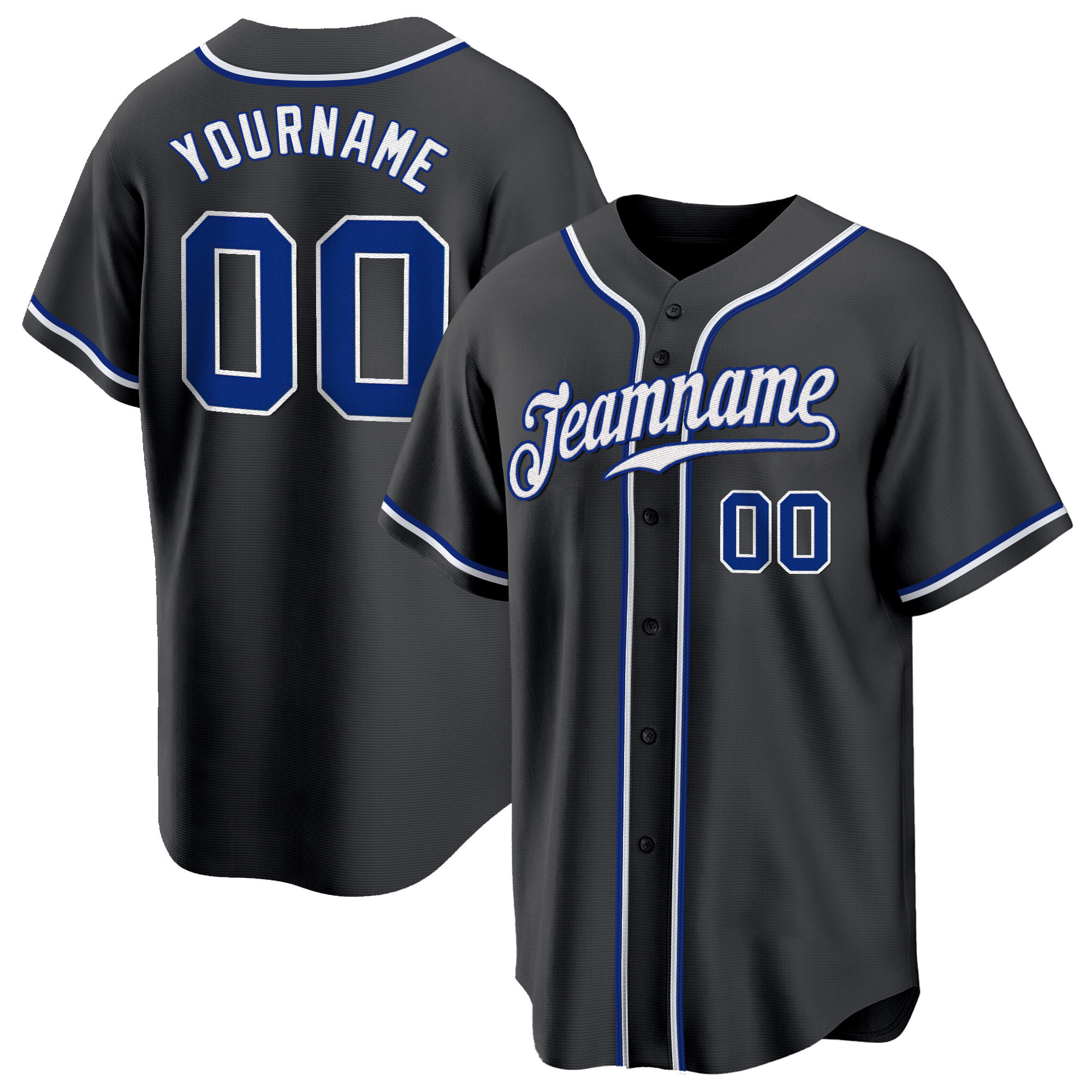 Black Royal-White Custom Baseball Jersey