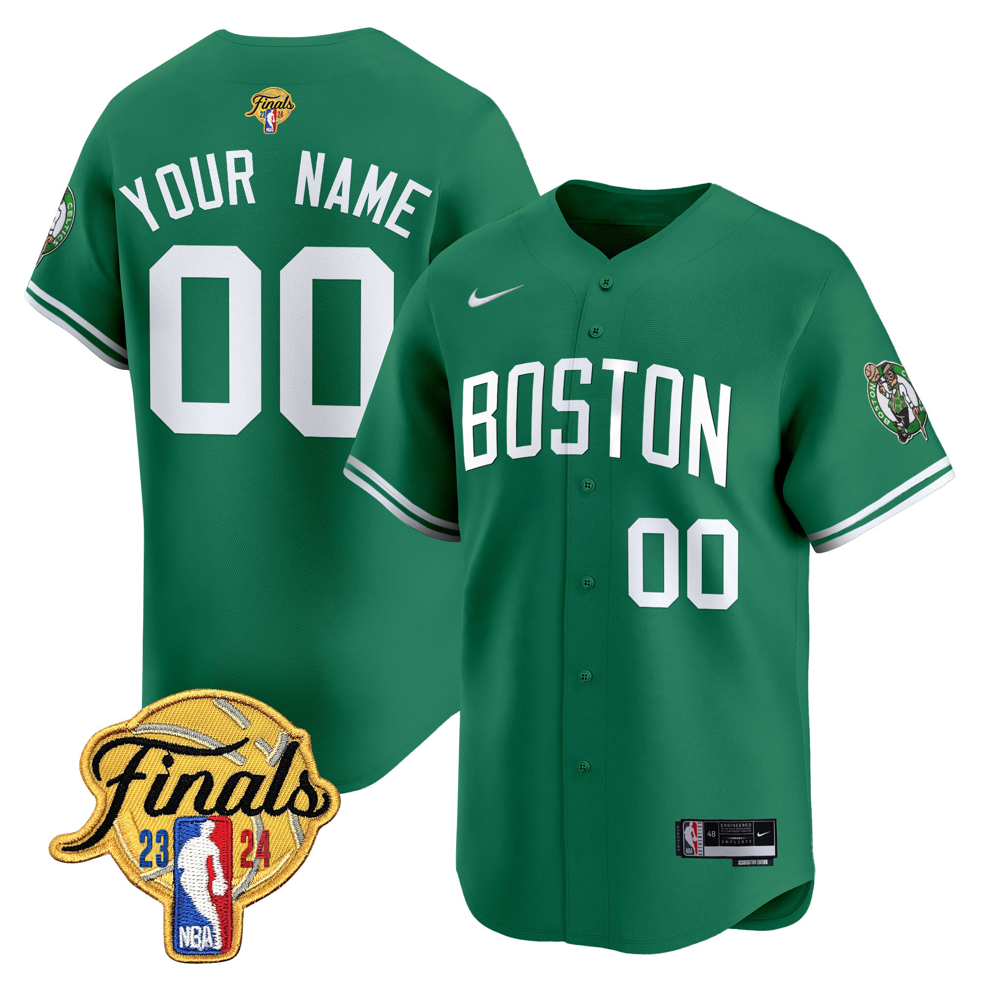Boston Celtics 2024 Finals Patch Swingman Custom Jersey V2 - All Stitched