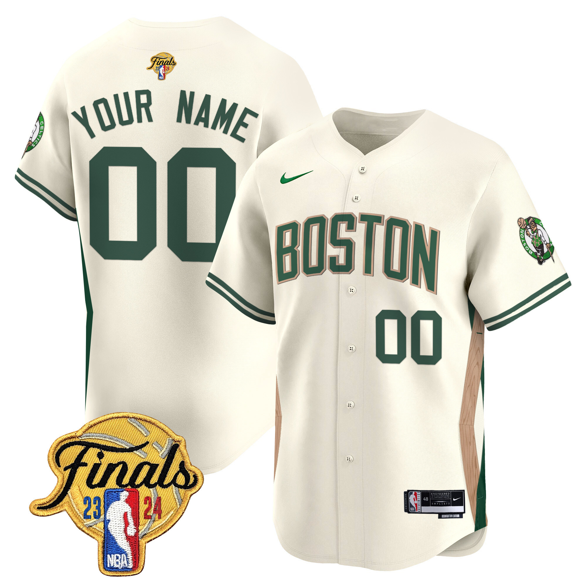Boston Celtics 2024 Finals Patch Swingman Custom Jersey V2 - All Stitched