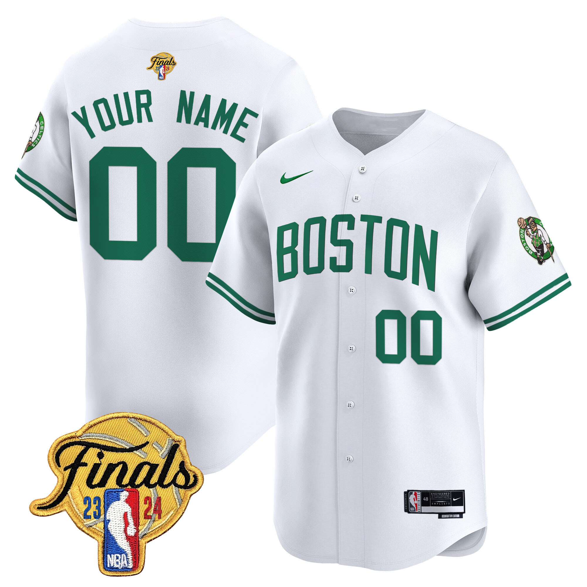 Boston Celtics 2024 Finals Patch Swingman Custom Jersey V2 - All Stitched