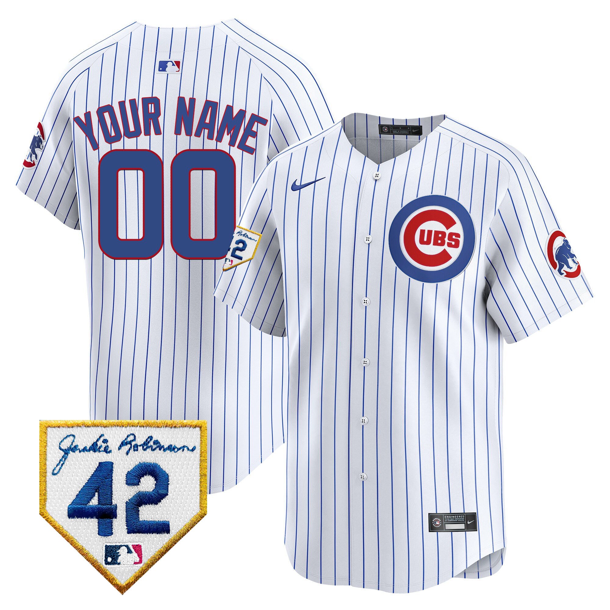Chicago Cubs 2024 Jackie Robinson Patch Vapor Premier Limited Custom Jersey - All Stitched