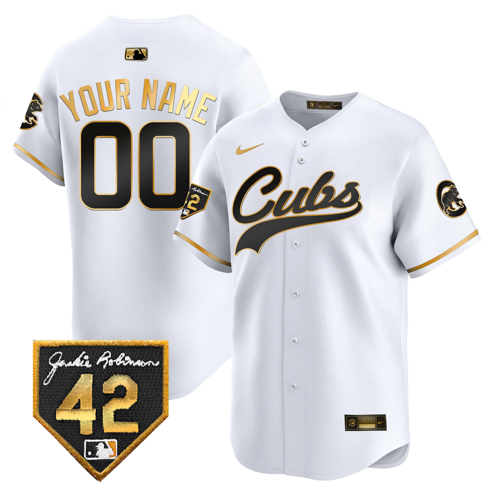 Chicago Cubs 2024 Jackie Robinson Patch Vapor Premier Limited Custom Jersey - All Stitched