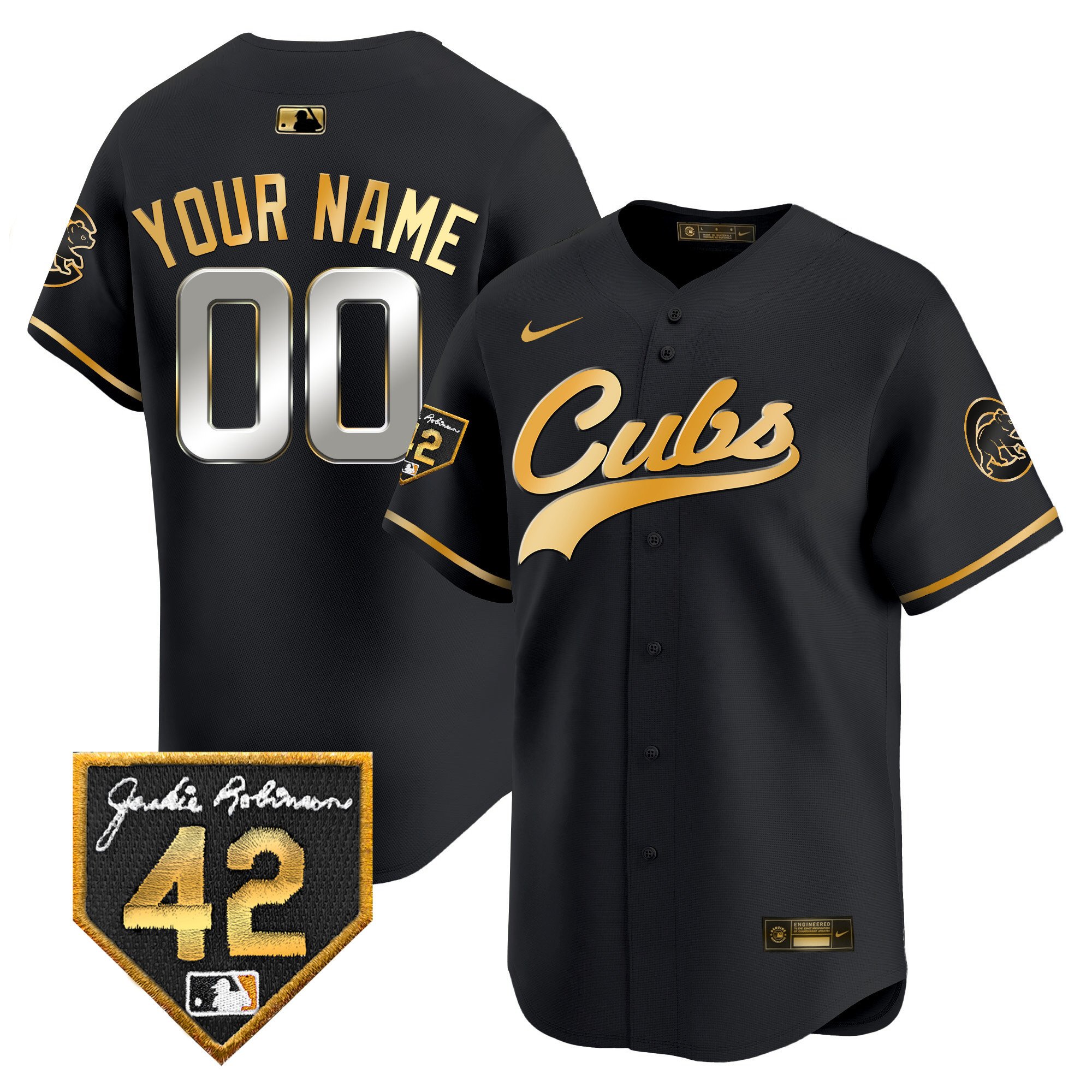 Chicago Cubs 2024 Jackie Robinson Patch Vapor Premier Limited Custom Jersey - All Stitched