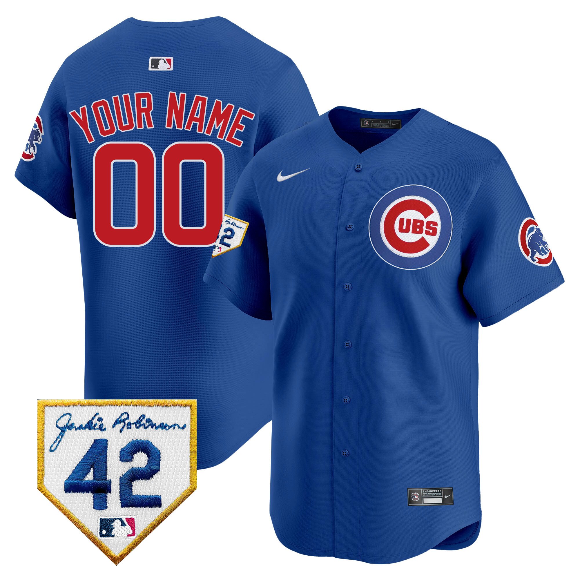 Chicago Cubs 2024 Jackie Robinson Patch Vapor Premier Limited Custom Jersey - All Stitched