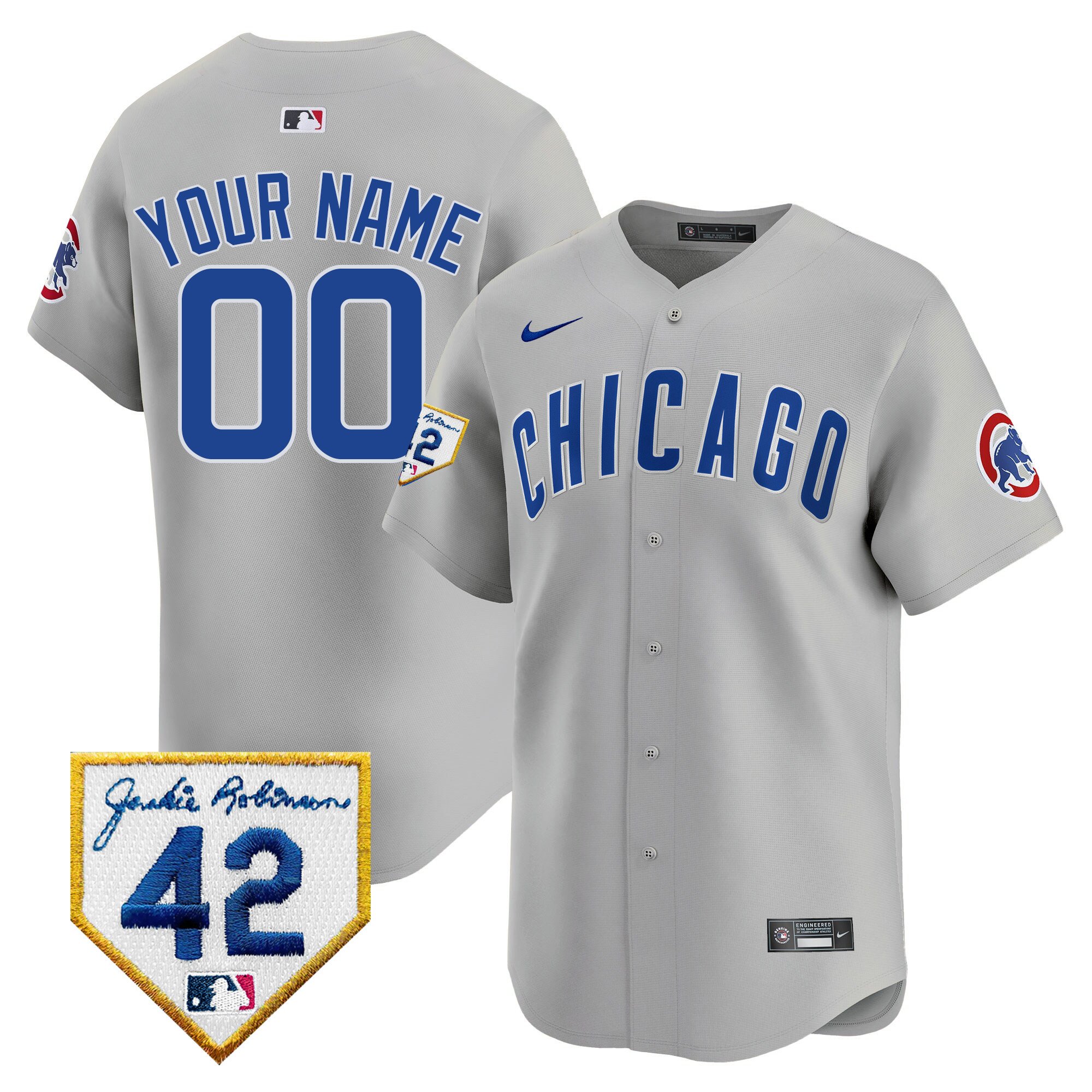 Chicago Cubs 2024 Jackie Robinson Patch Vapor Premier Limited Custom Jersey - All Stitched